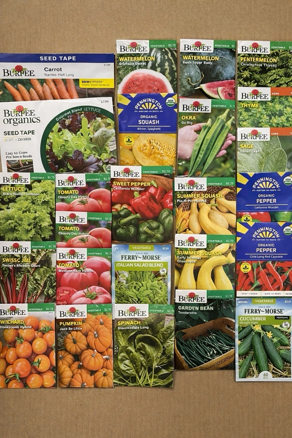 Lot Of 20 Vegetable & Herb Seed Packets Packs 23,24,25 NonGMO Organic Random Mix