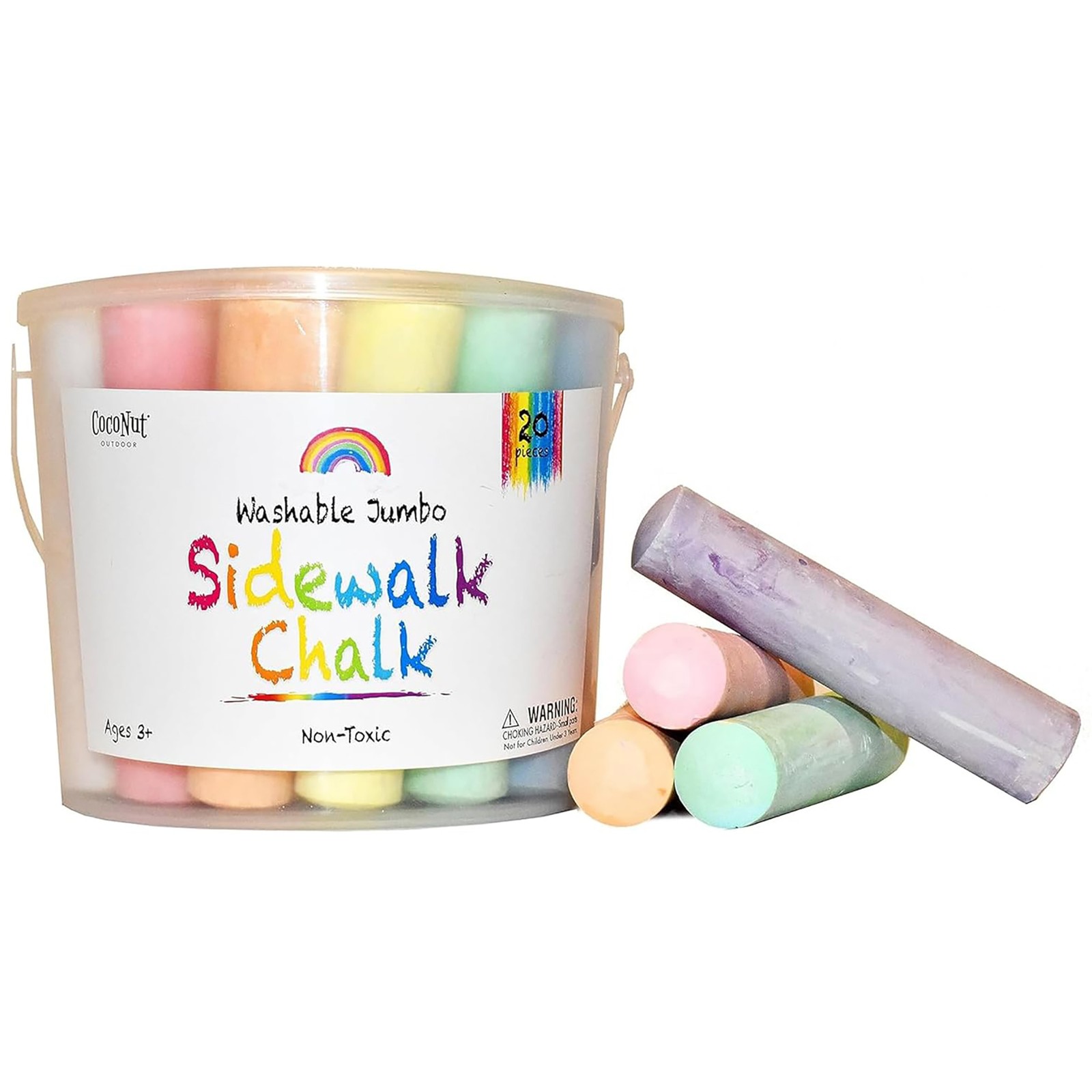 CocoNut Outdoor: Jumbo Sidewalk Chalk Bucket – 20pc, 4″ Chunky Sticks