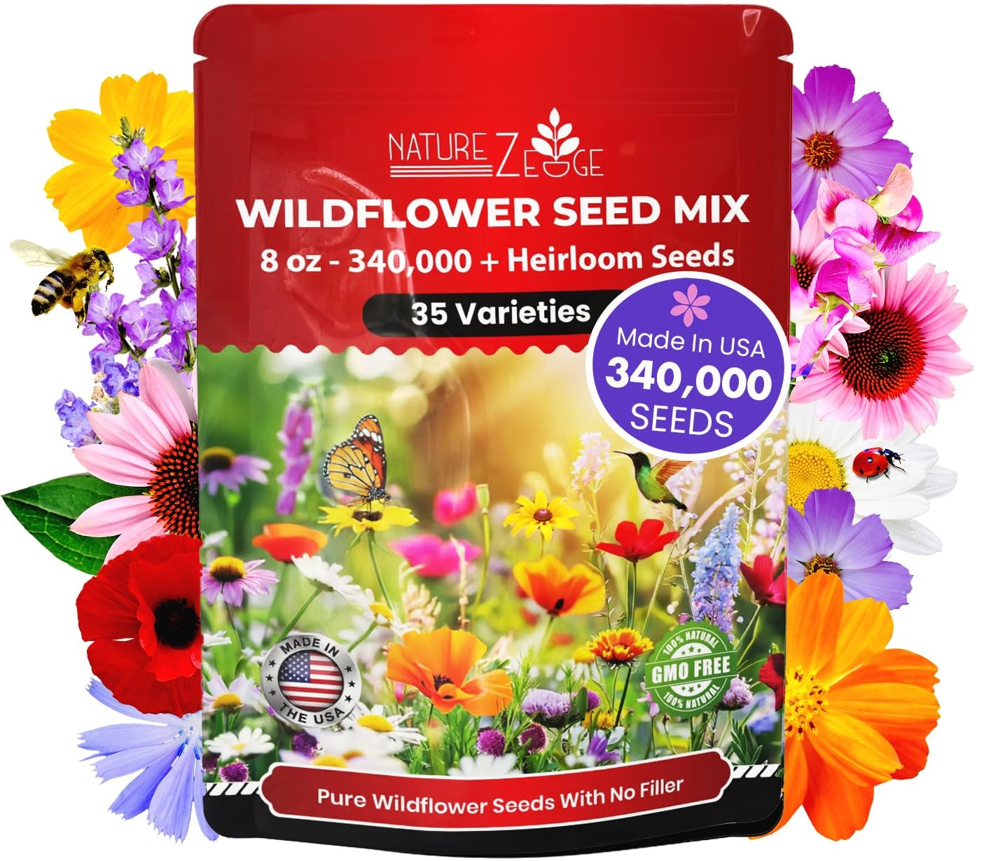 Wildflower Seeds, 1/2 lb, 340,000 Seed, 35 Variety Perennial & Annual Flower …
