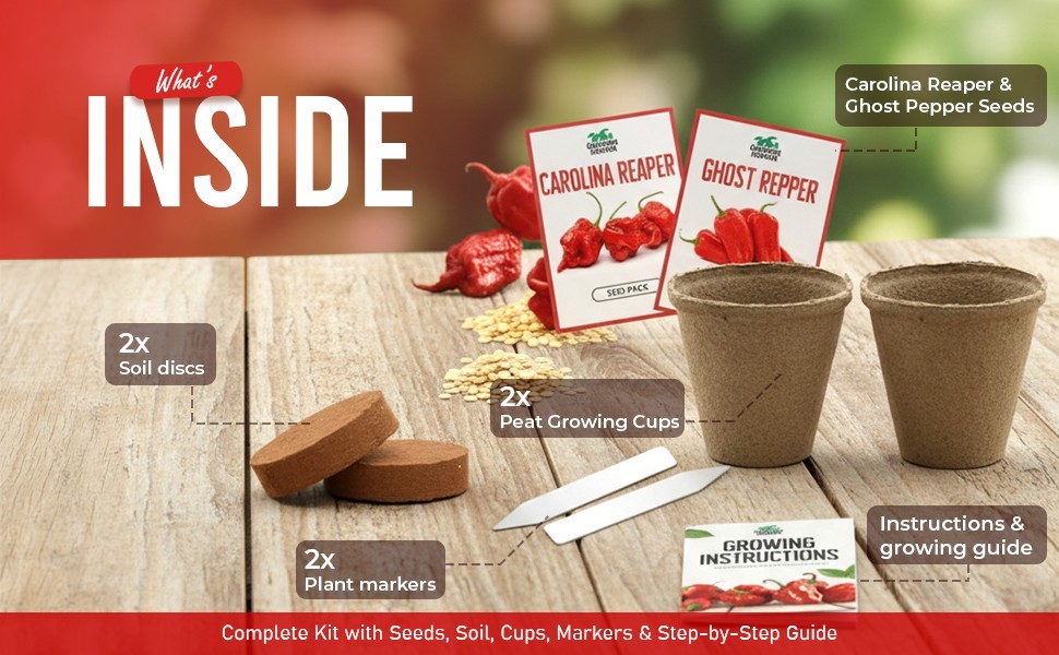 Carolina Reaper & Ghost Pepper Grow Kit – All in One Starter Grow Kit