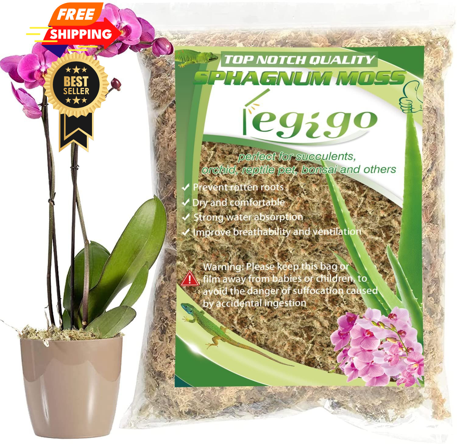 Legigo 3.5oz Premium Sphagnum Moss Potting Mix- 4 4 quarts, 4 QT(Appx.3.5oz)