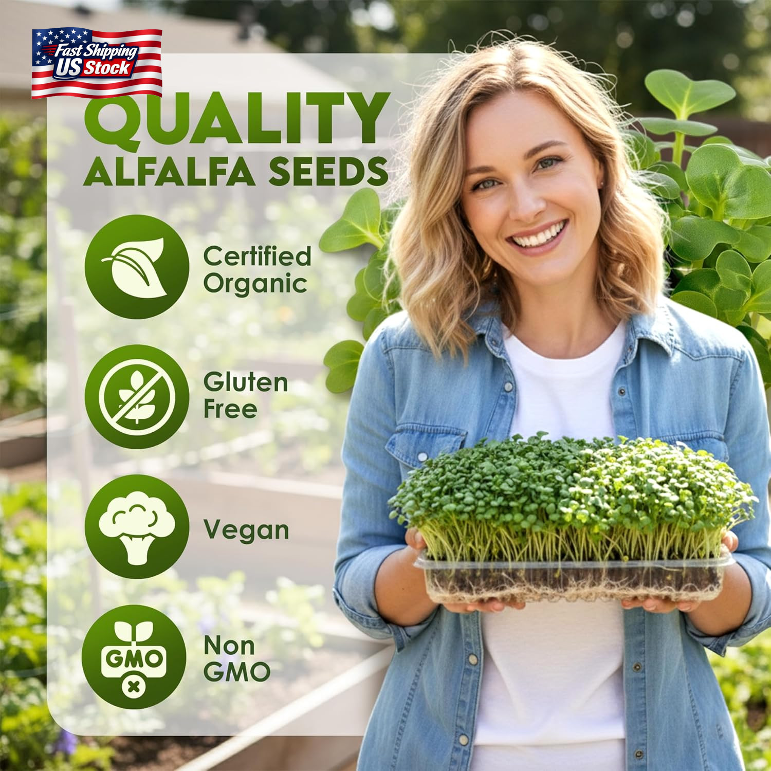 Nature Jims Sprouts Alfalfa Seeds – Non-Gmo Organic Sprout for Growing & Plantin