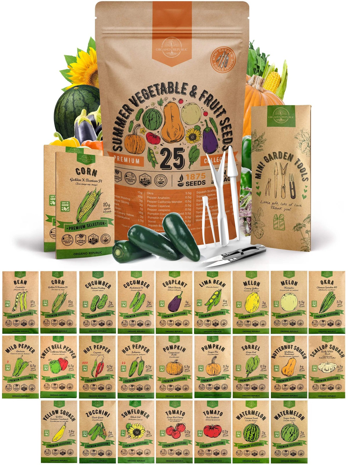 Summer Vegetable Seeds Variety Pack