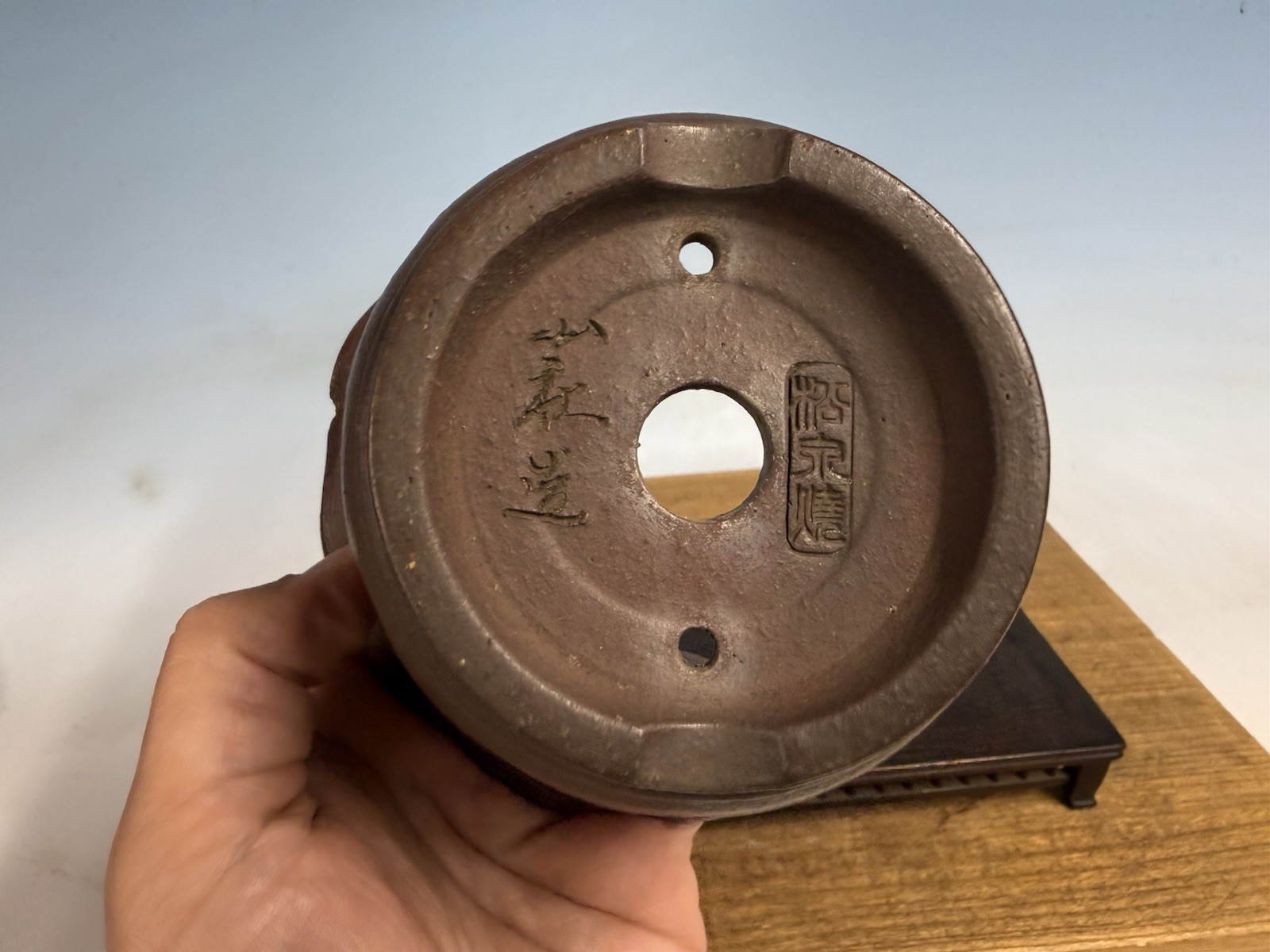 Unglazed Bonsai Tree Tokoname Pot Yamaaki Kiln 5 1/4 By 3” Shohin Semi Cascade