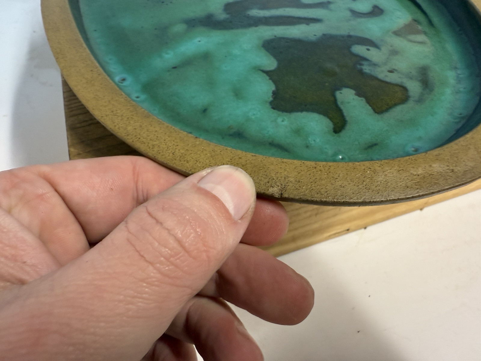 Green Blue Suiban For Suiseki Bonsai Tree Pot 14 1/4” By Maruhei Rare One!