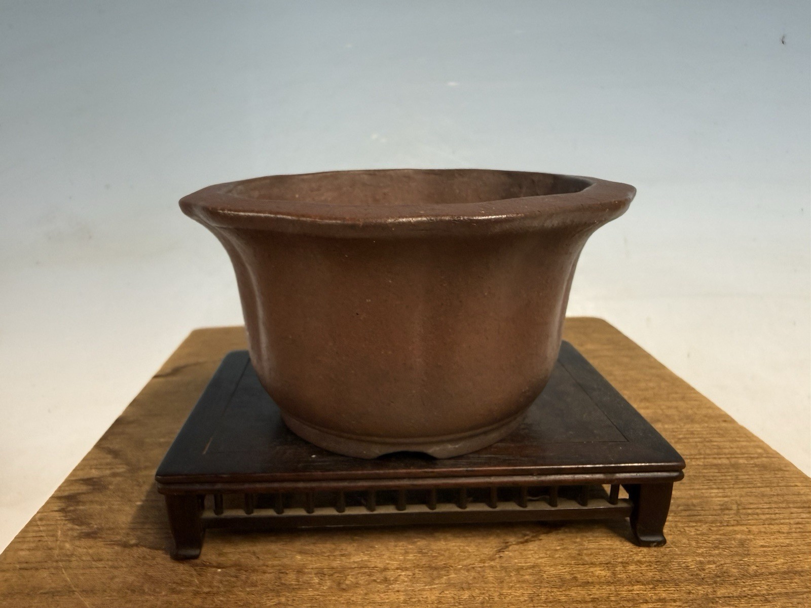 Unglazed Bonsai Tree Tokoname Pot Yamaaki Kiln 5 1/4 By 3” Shohin Semi Cascade
