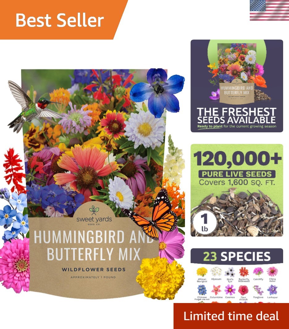 Bulk Wildflower Seeds Butterfly and Hummingbird Mix – 1 Pound Bag – Over 120,…