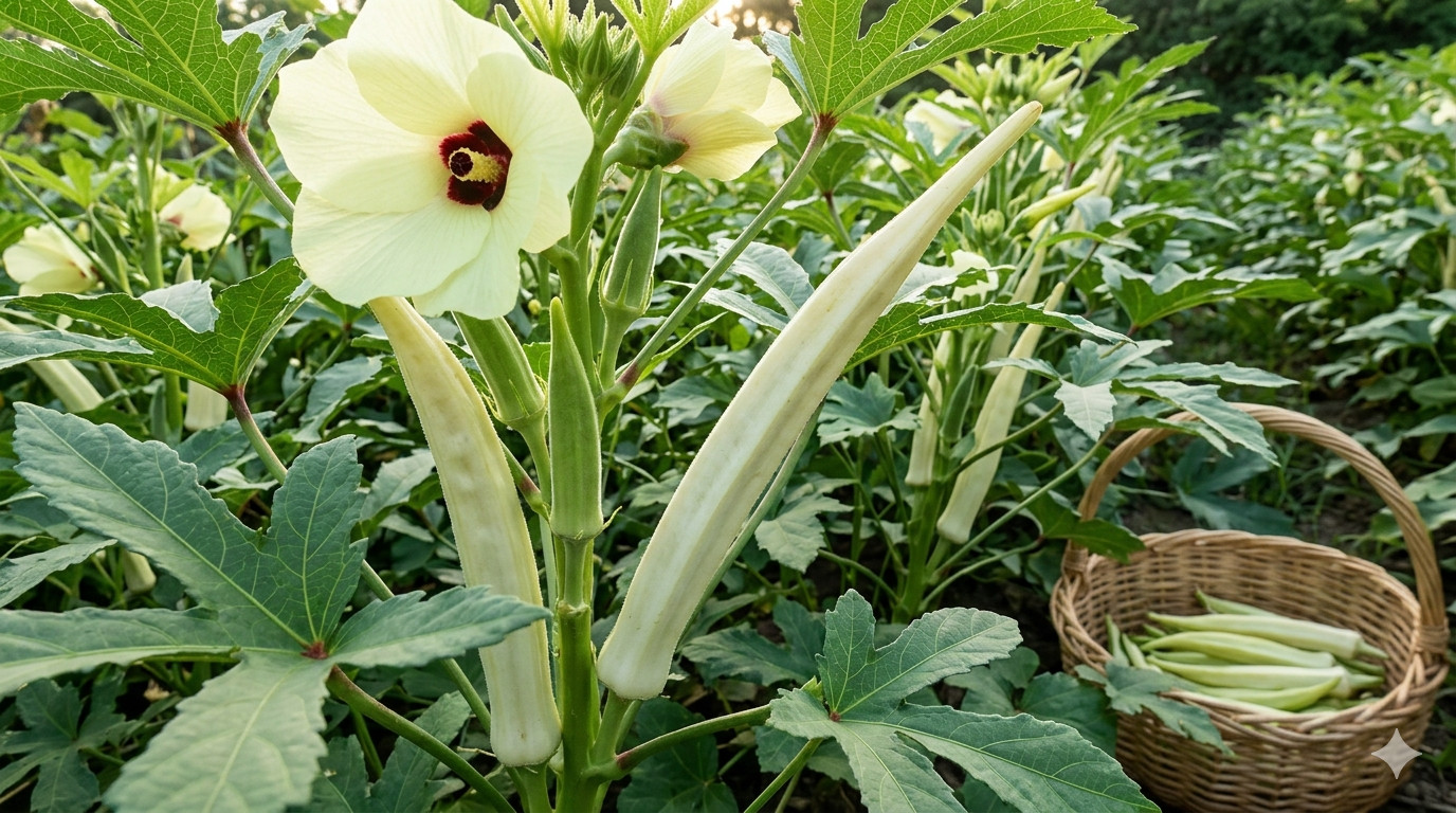 50 silver queen Okra Seeds.