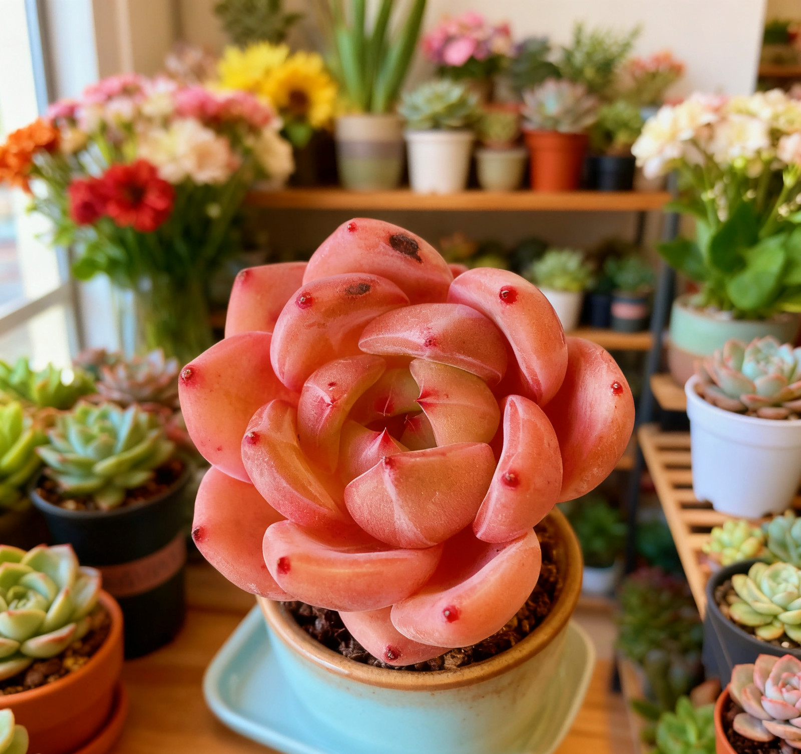 Echeveria Red Wine Champagne Succulents Plants Live, Bare root without soil pot,