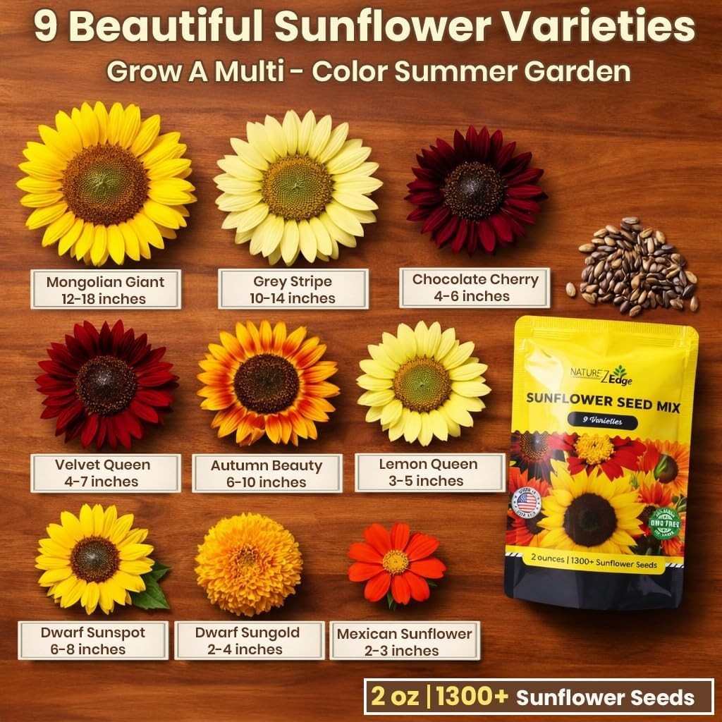 1300+ Sunflower Seeds Garden Variety Pack, Bulk Sunflower Seeds for Planting …
