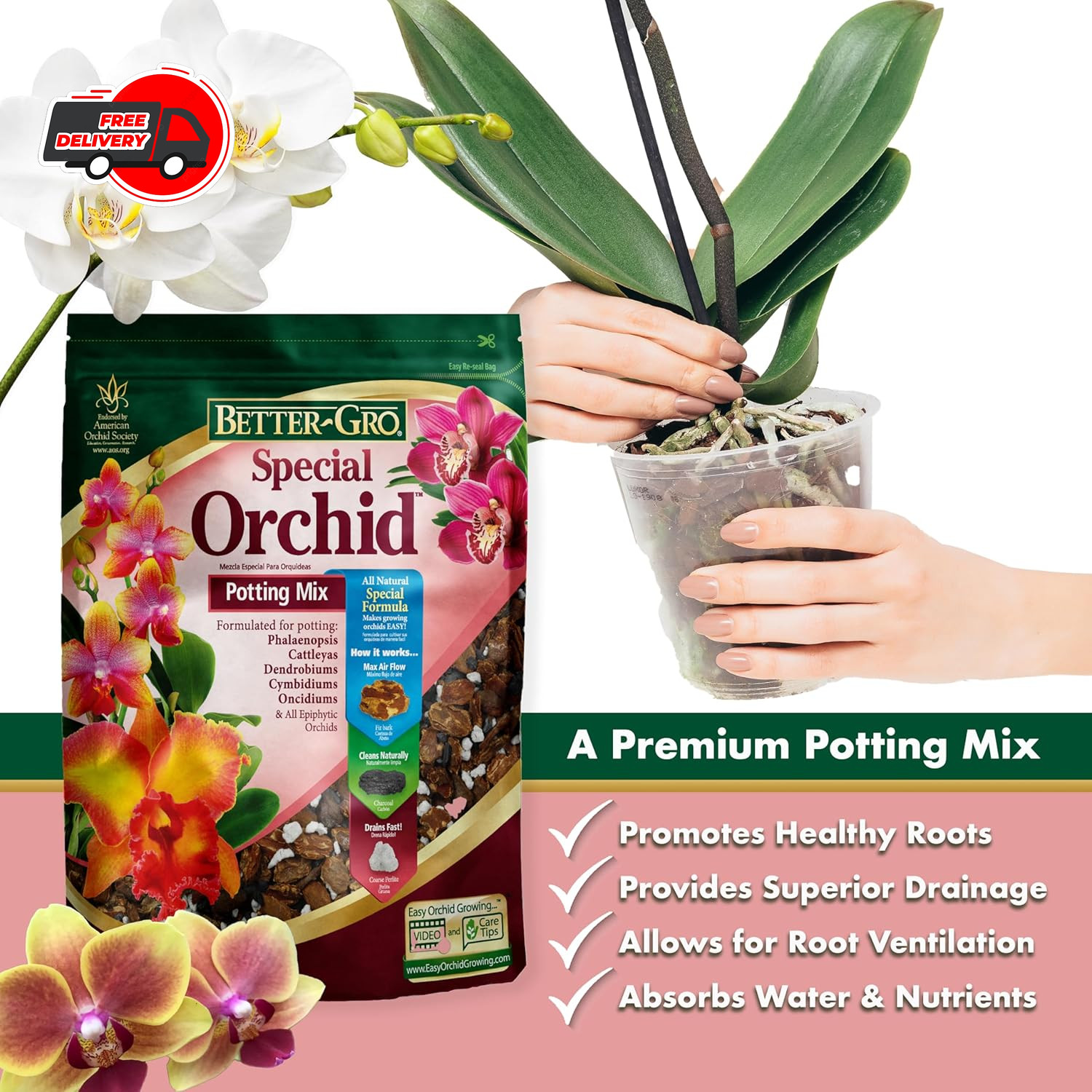 Special Orchid Mix – Premium Grade Orchid Bark Potting Mix – 4 Quarts