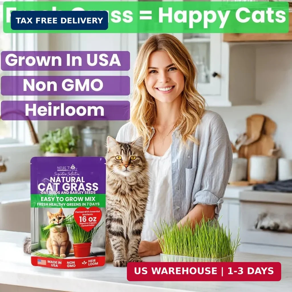 NatureZ Edge Premium Cat Grass Seeds for Indoor Cats, Non GMO – 1 lb Oat & Barle