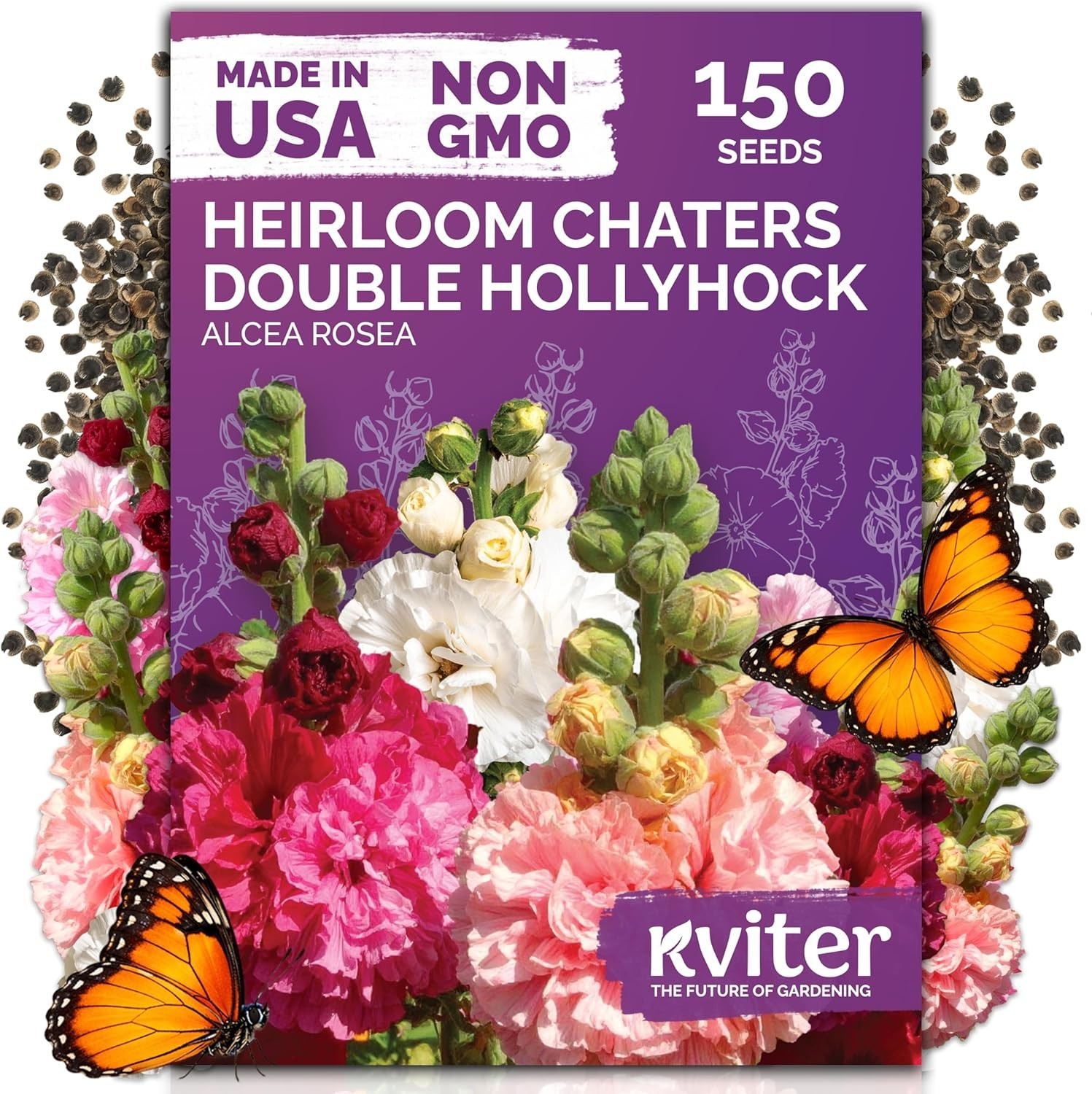 High Germination Rate Hollyhock Seeds – Attract Bees & Butterflies Outdoors