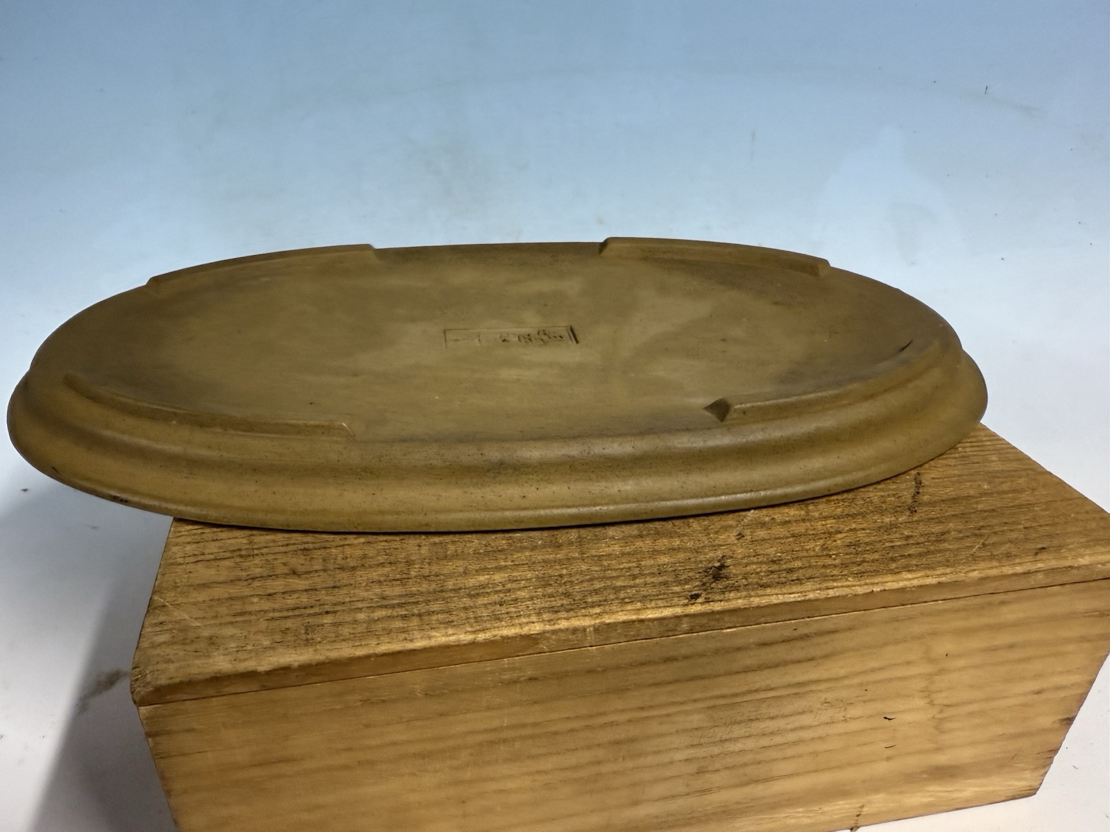 Green Blue Suiban For Suiseki Bonsai Tree Pot 14 1/4” By Maruhei Rare One!