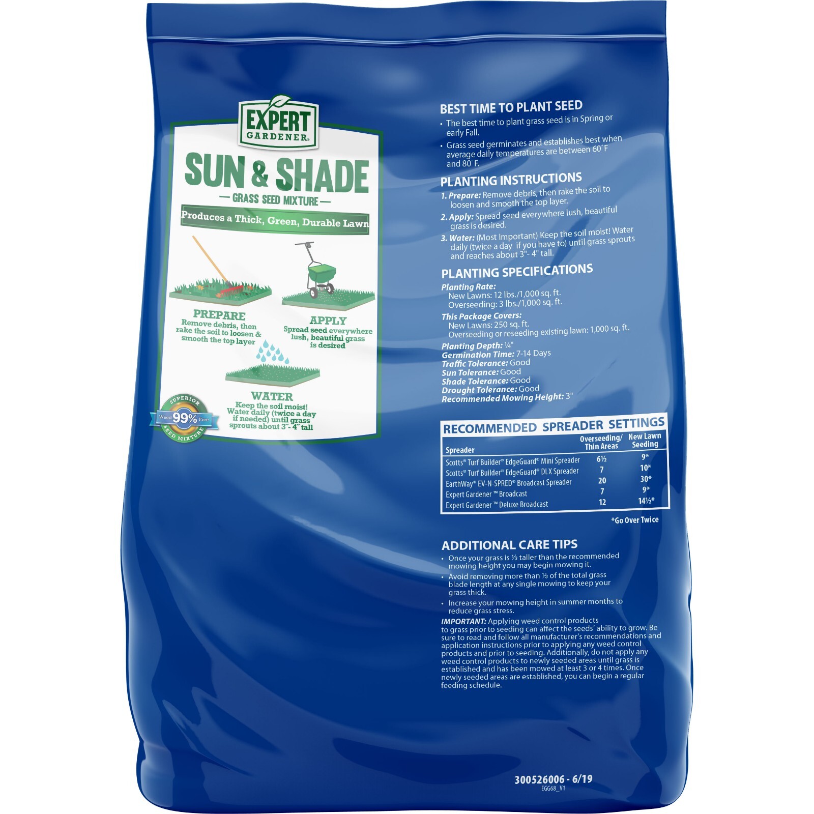 GRASS SEED Sun & Shade Southern Mix, for Sun to Partial Shade, 3, 7, 20 Lb.