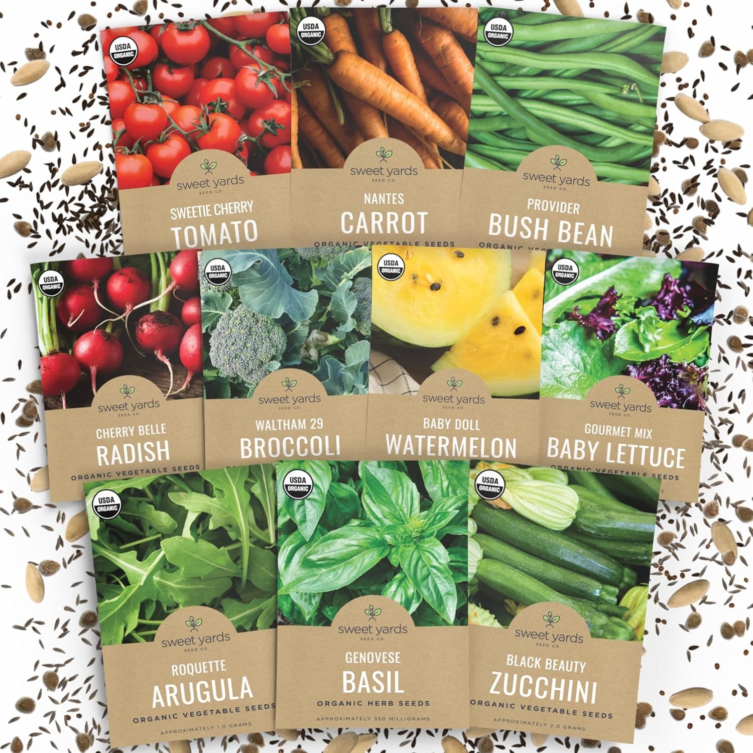 Organic Seeds Essential Variety Pack – 10 Individual Packs – 2026 Season – Summe
