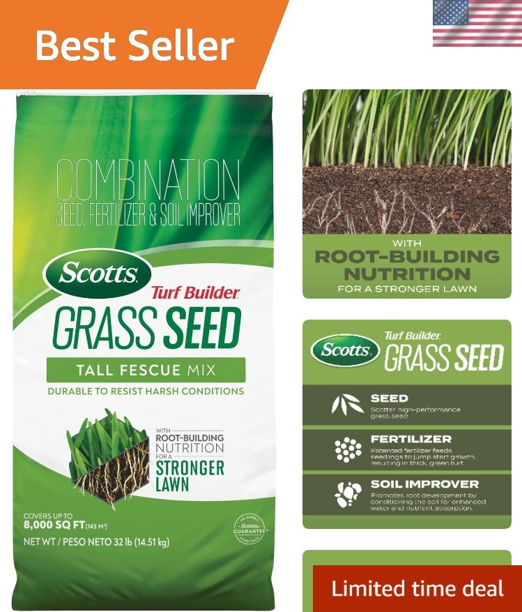 Turf Builder Grass Seed Tall Fescue Mix with Fertilizer and Soil Improver, Re…