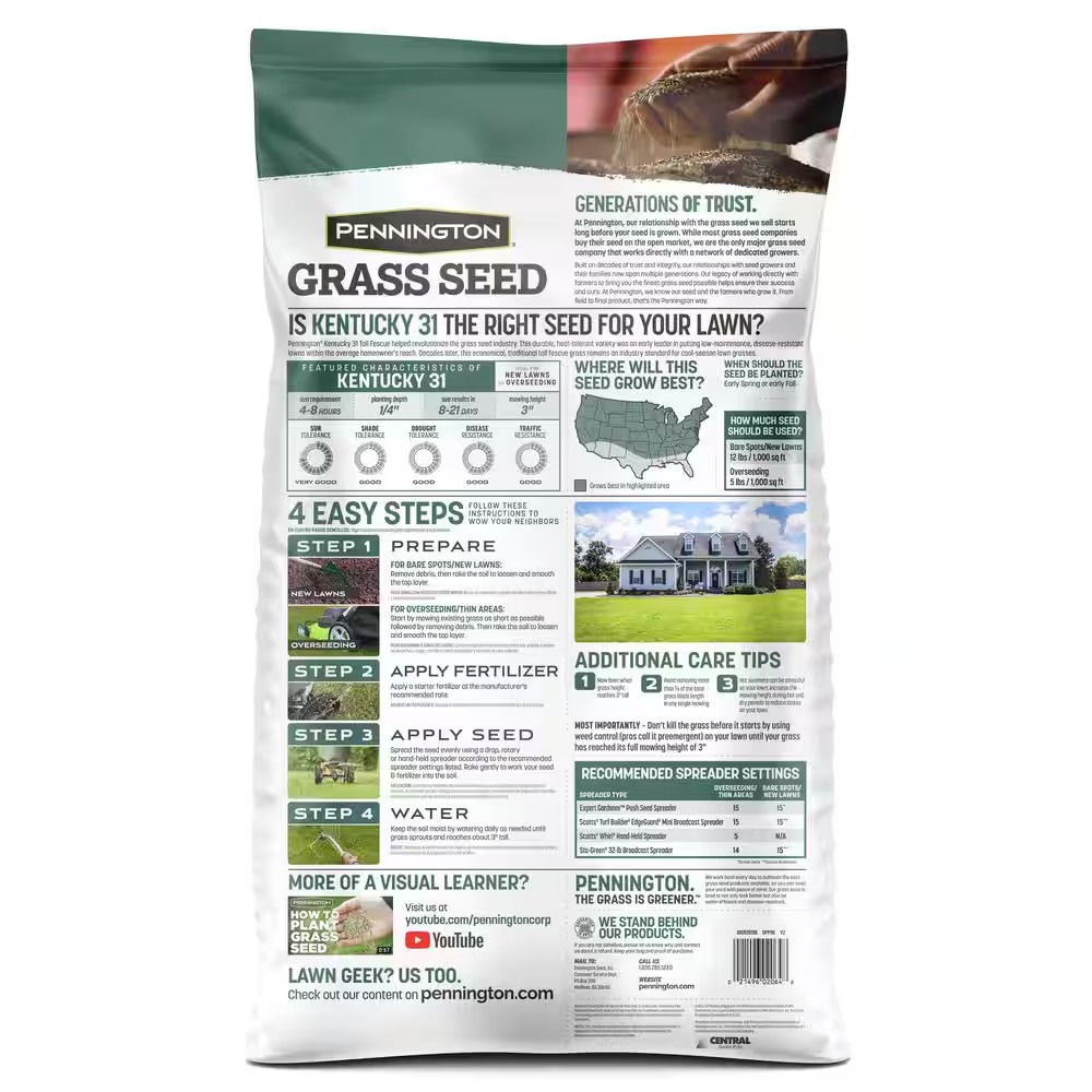 Kentucky 31 Tall Fescue 20 Lb. 4,000 Sq. Ft. Grass Seed