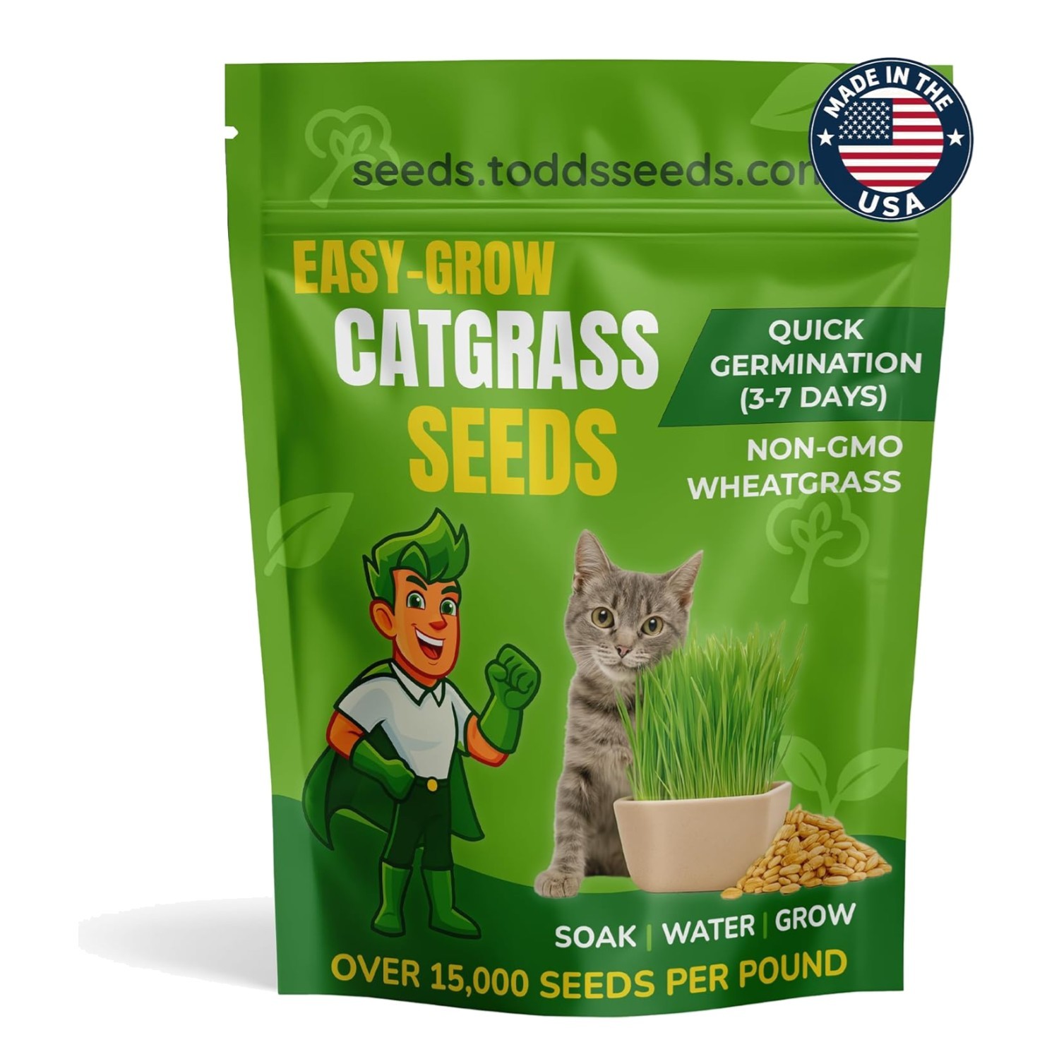 100% Chemical-Free Cat Grass 1lb – Wheatgrass for Digestive Health & Well-Being