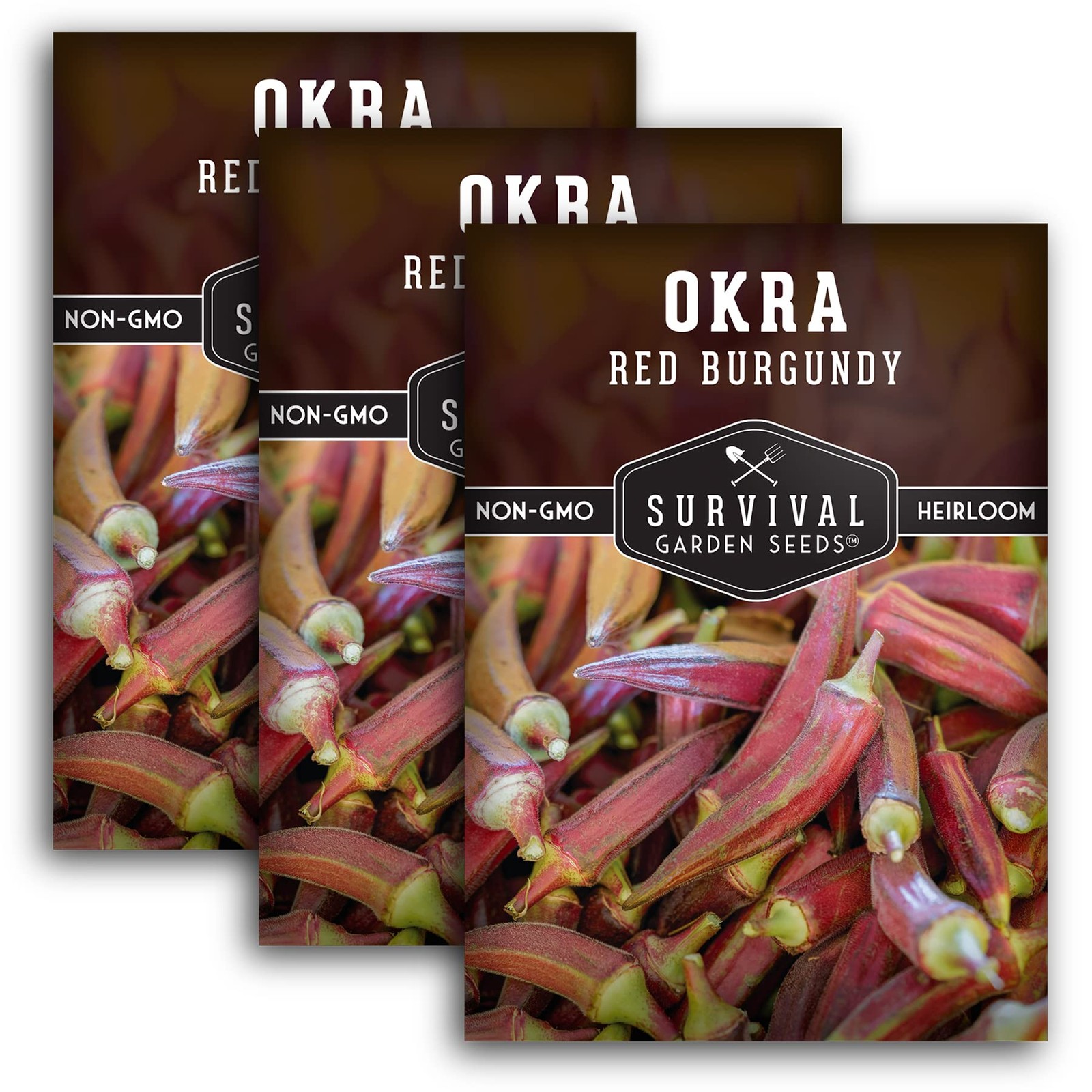 Burgundy Okra Seeds – Non-GMO Heirloom for Home Vegetable Garden – 3 Packs