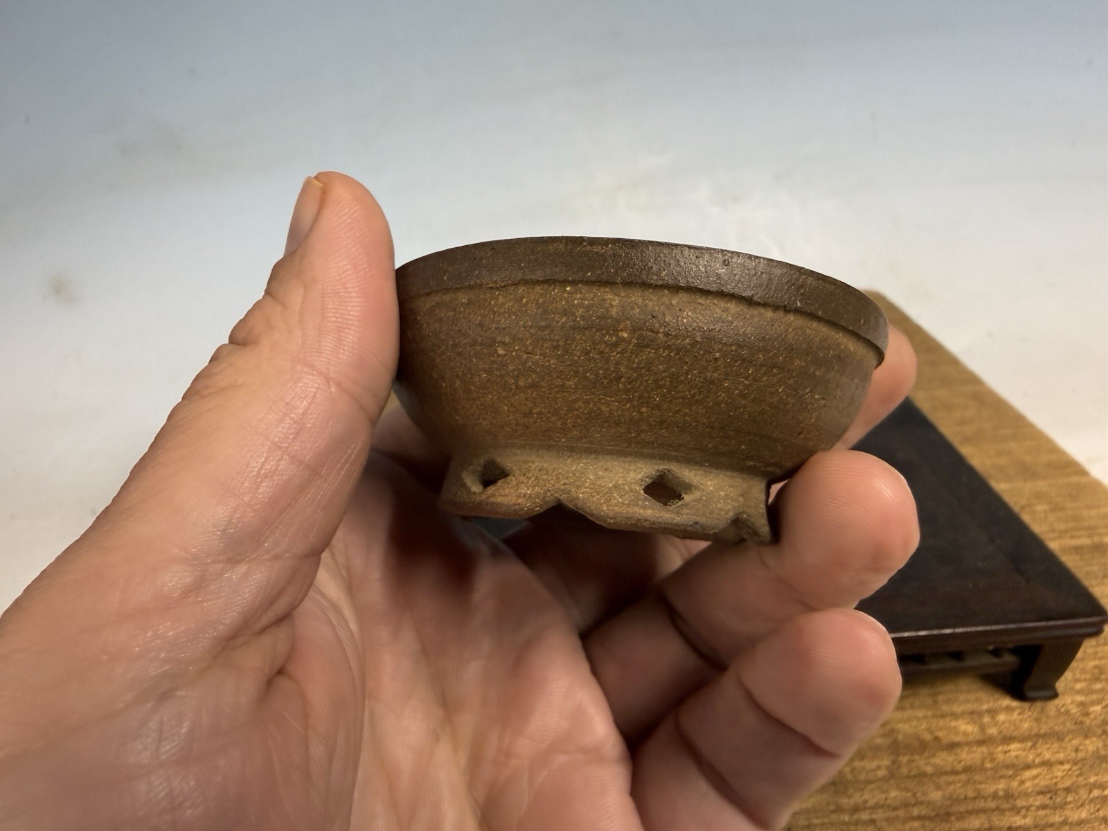 Japanese Unknown Maker Shohin Bonsai Tree Pot 2 3/4 By 1 1/4”unglazed Handmade