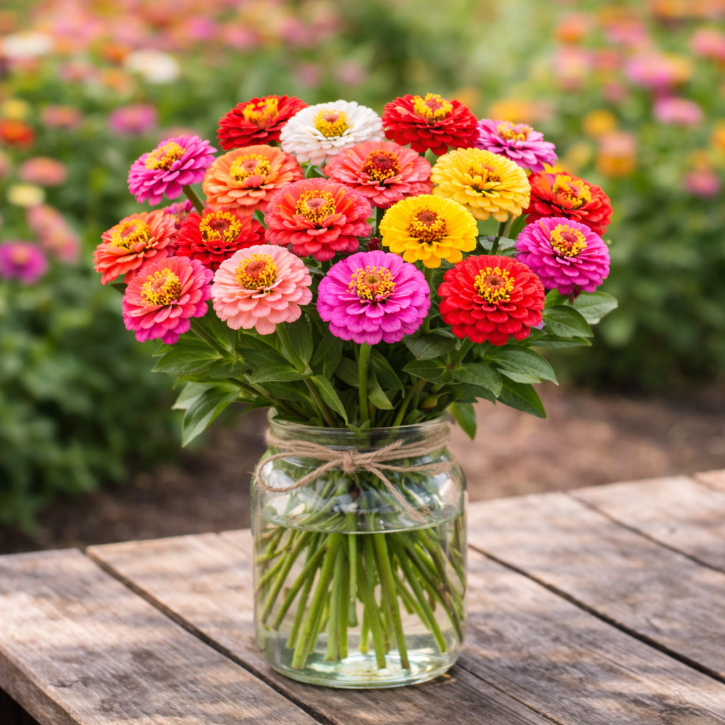 Pumila Zinnia Seeds Mix Heirloom Non GMO Cut and Come Again