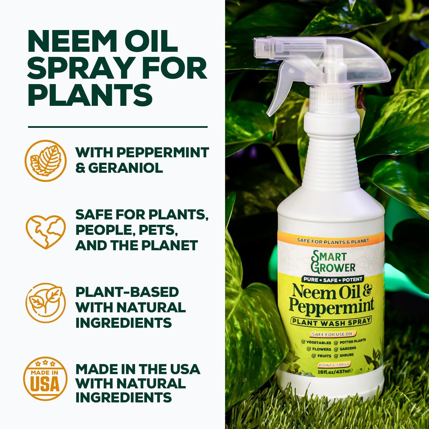 Neem Oil Spray for Plants with Peppermint Oil, Natural Plant Wash Made for In…