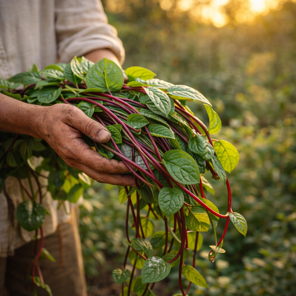 Red Malabar Spinach Seeds Climbing Spinach Vine Edible Red Stem Greens 25 seeds