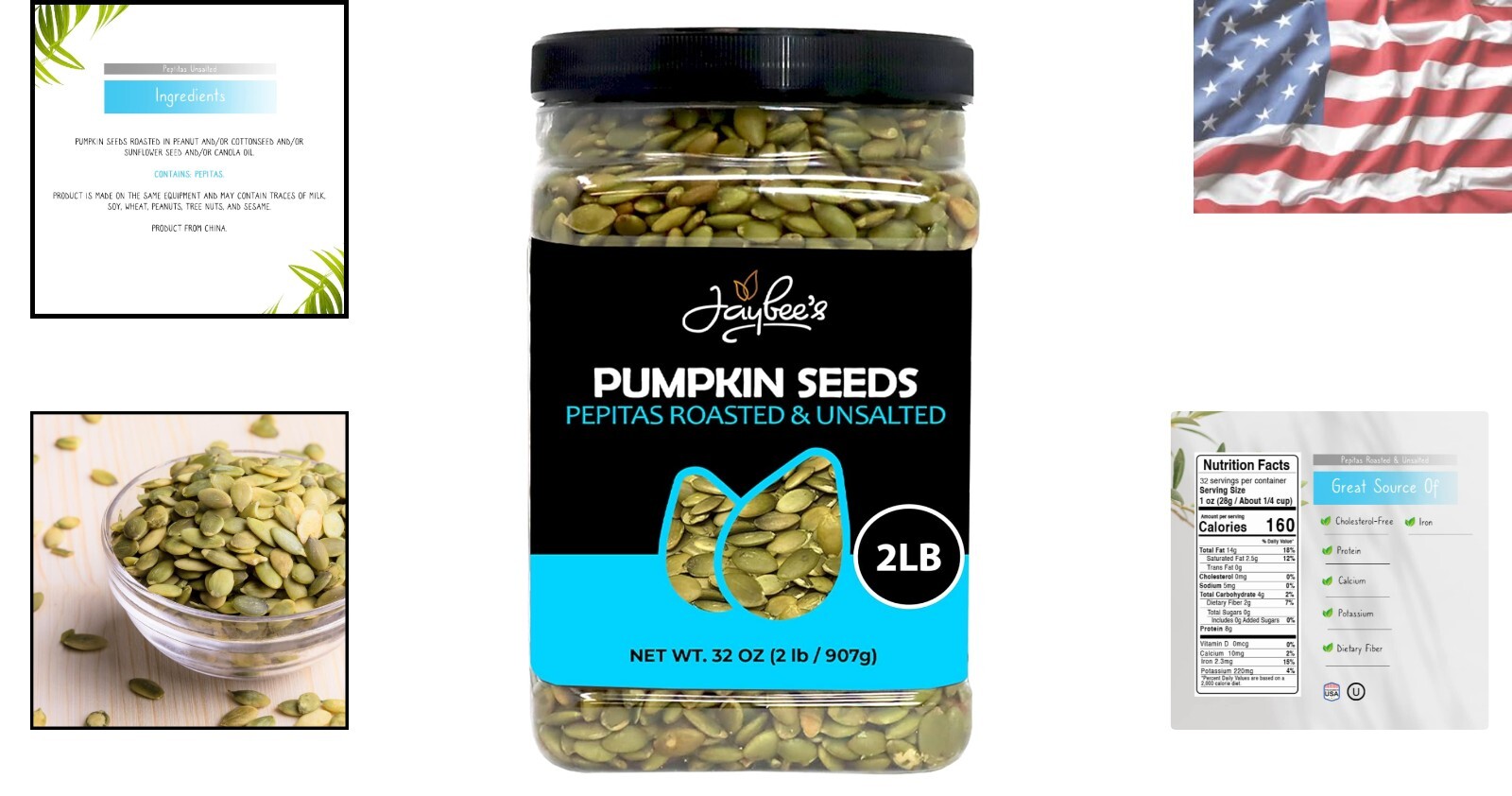 Nutritious Roasted Unsalted Pepitas – 32 oz Gourmet Pumpkin Seeds for Recipes