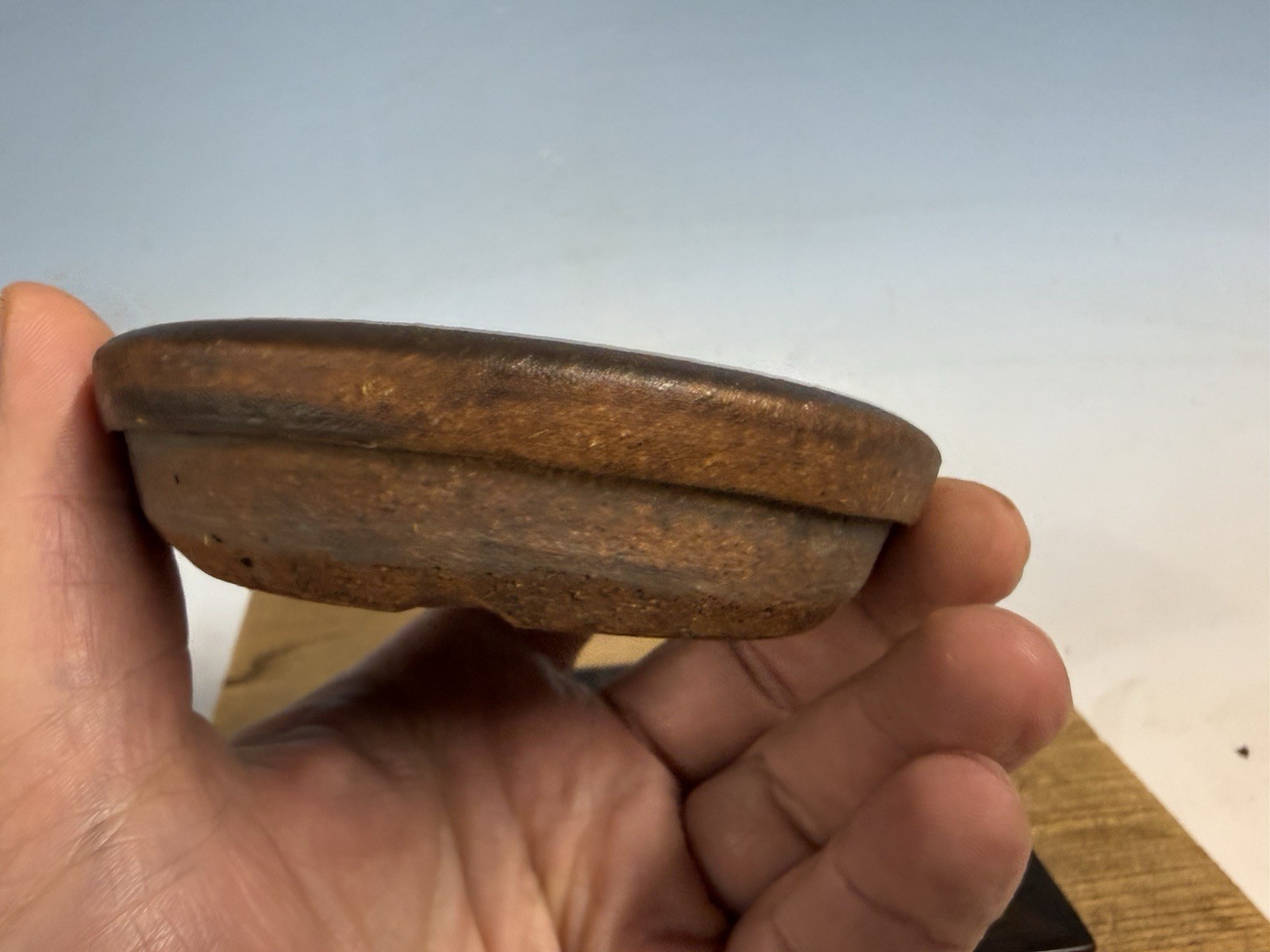 Japanese Unknown Maker Shohin Bonsai Tree Pot 4 1/16 By 1” unglazed Handmade