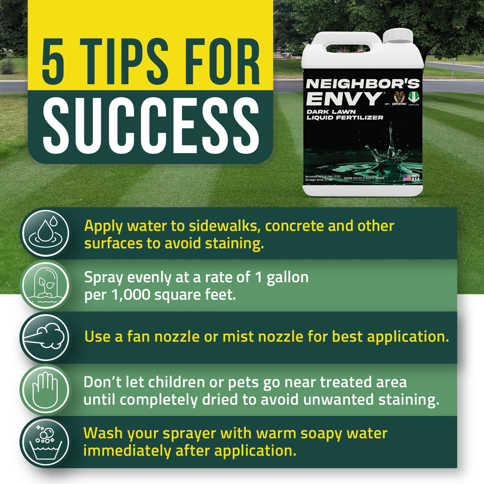 PetraMax Neighbor’s Envy Grass Fertilizer for Lawn & Garden, 1 1 Gallon