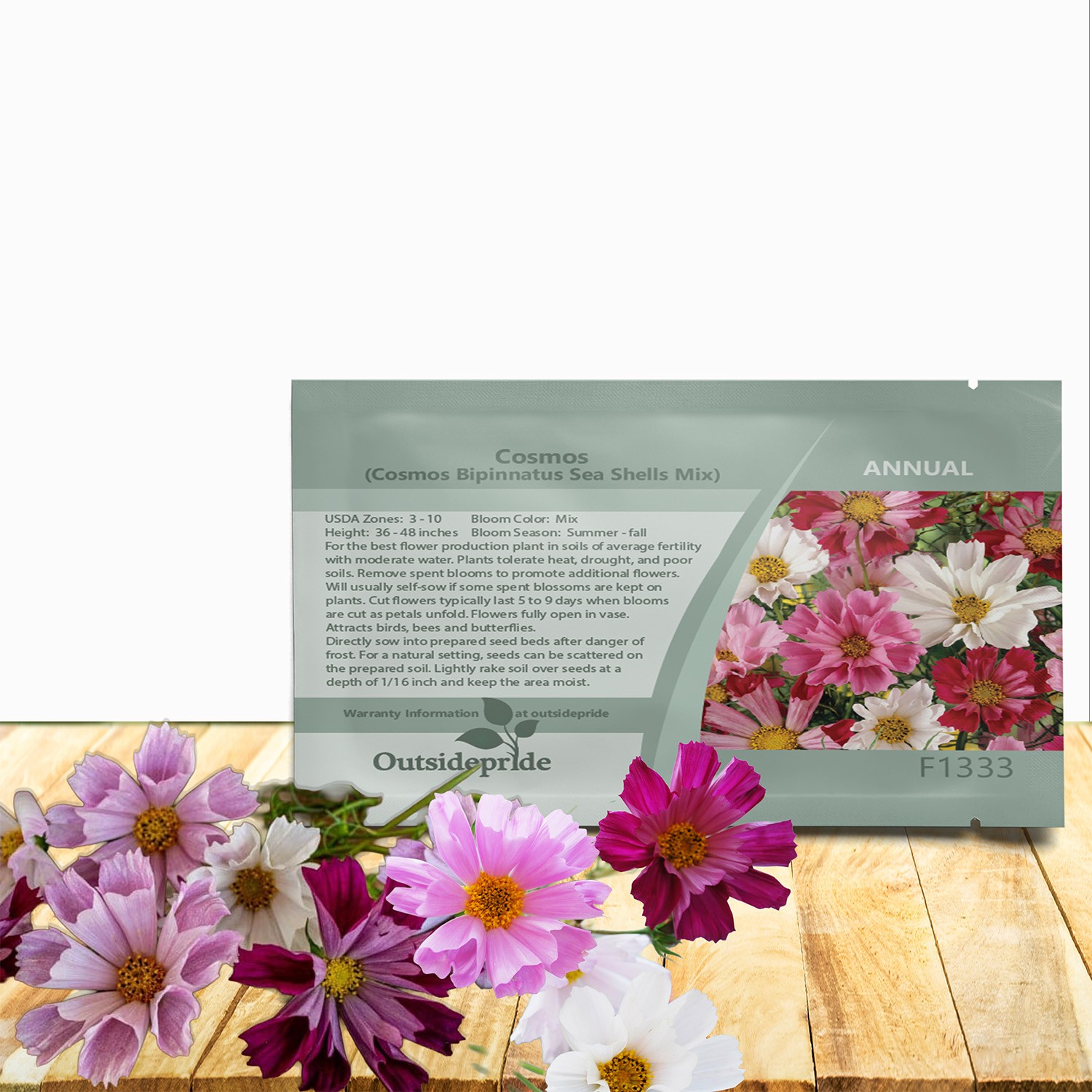 250 Seeds Drought Tolerant Cosmos Bipinnatus Sea Shells Garden Flower Seed MIx