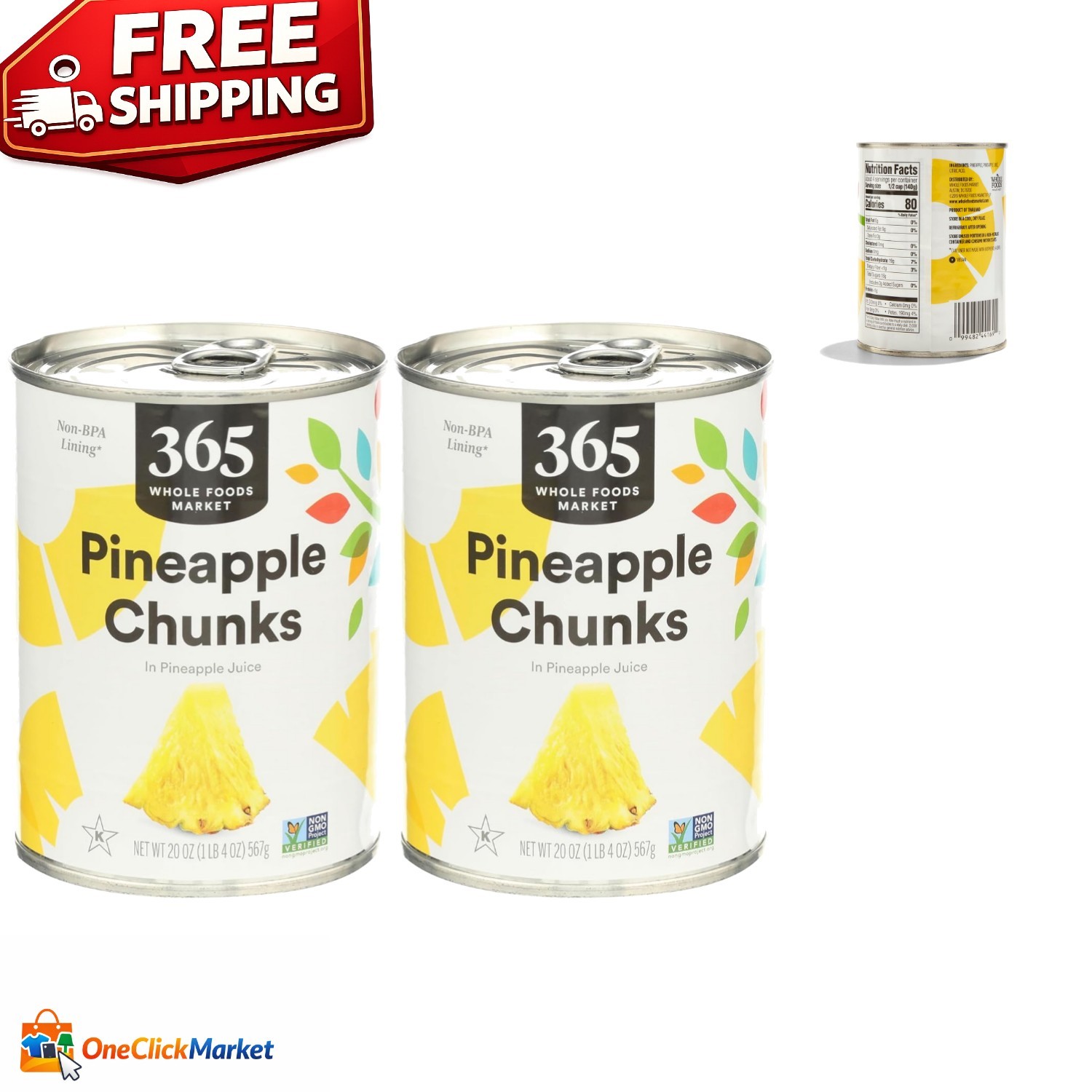Tropical Pineapple Chunks – 40oz Total, 2 Packs – , Kosher, Fat-Free