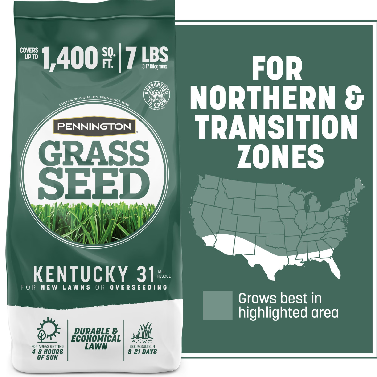Pennington Kentucky 31 Tall Fescue Grass Seeds Sun Partial Shade Lawn 7 lb | New