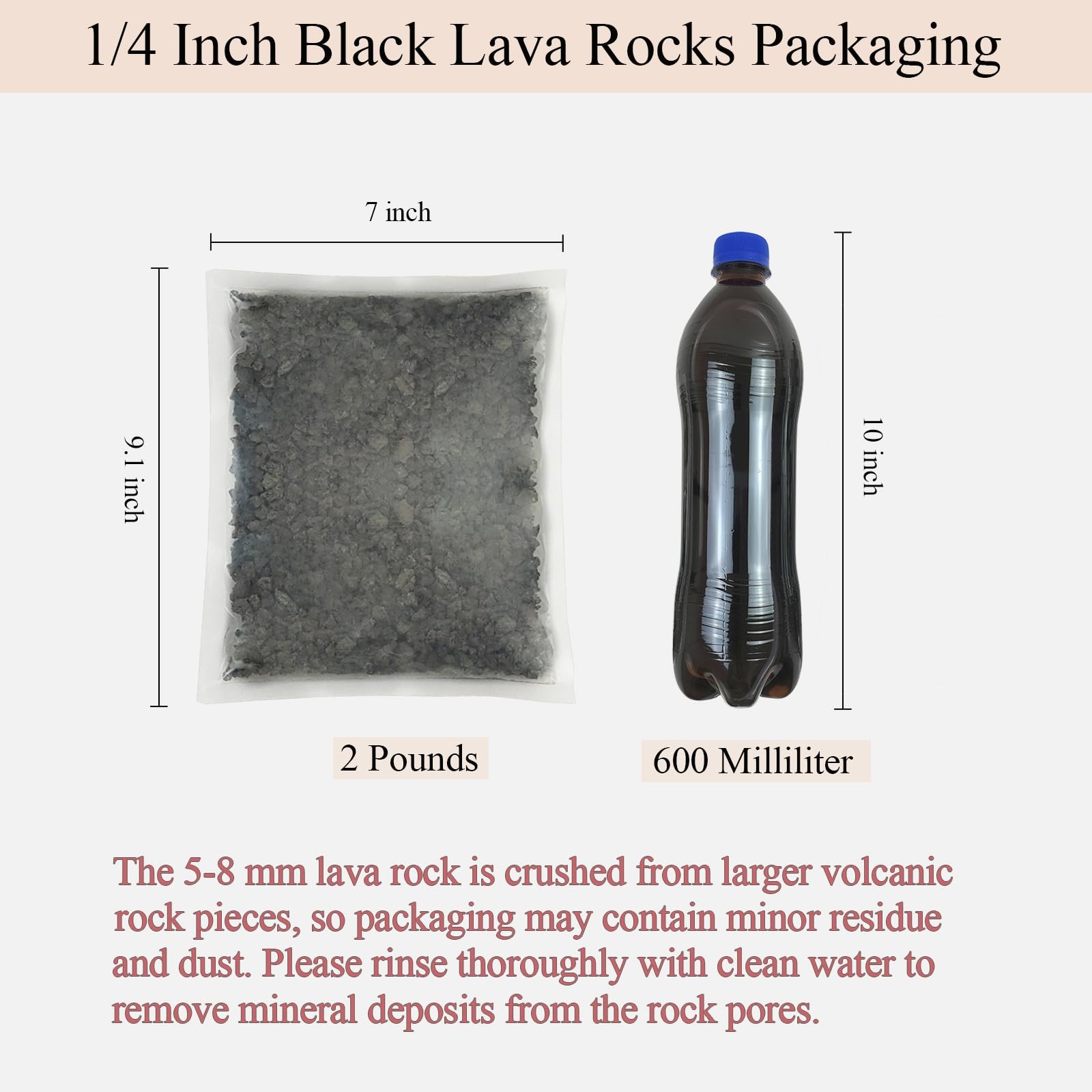 FANTIAN 2 lbs Small Black Lava Rocks for Plants,1/4 Inch