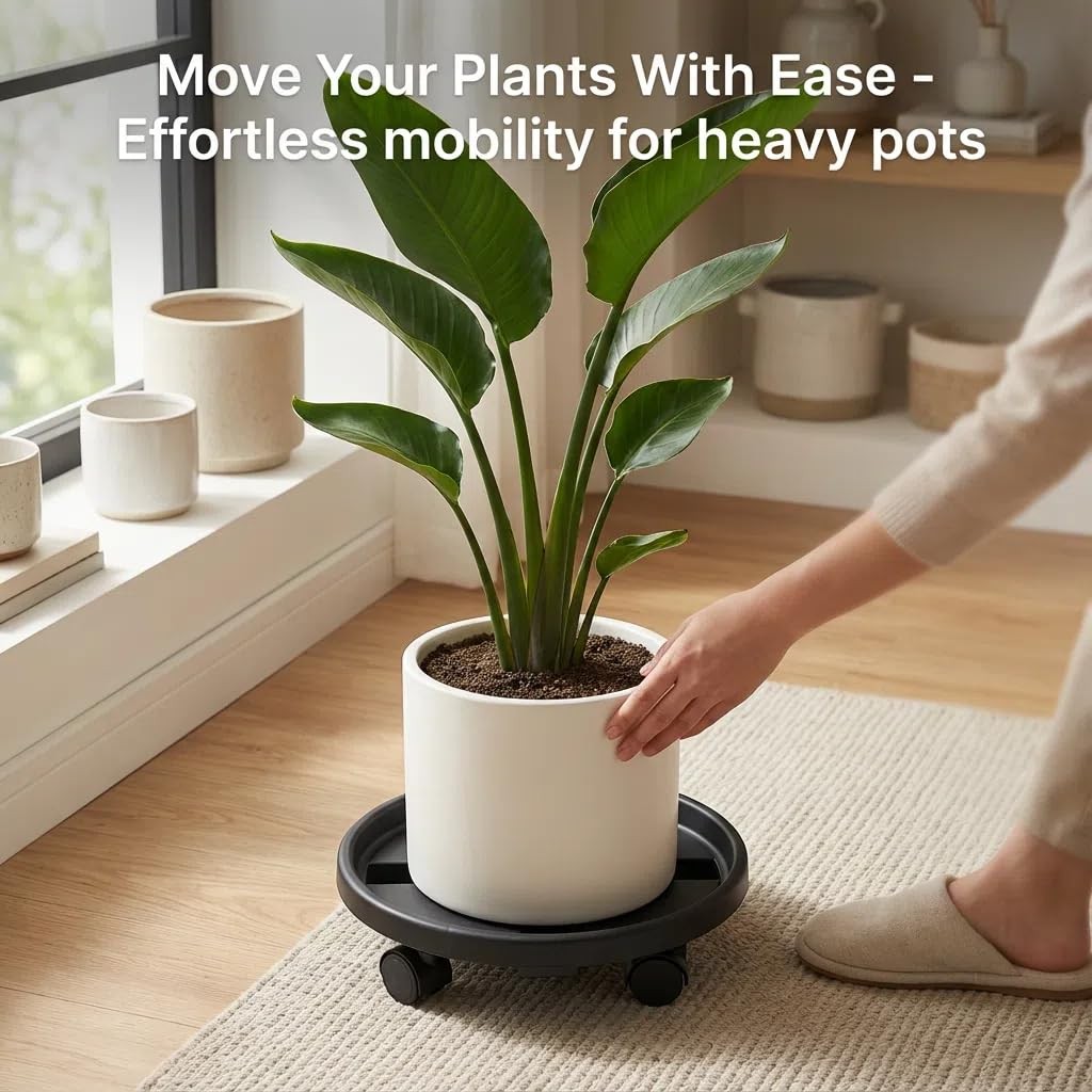 Tulpeed Rolling Plant Stand with Wheels 5 Pack 14 Inch Plant Caddy with Wheels H