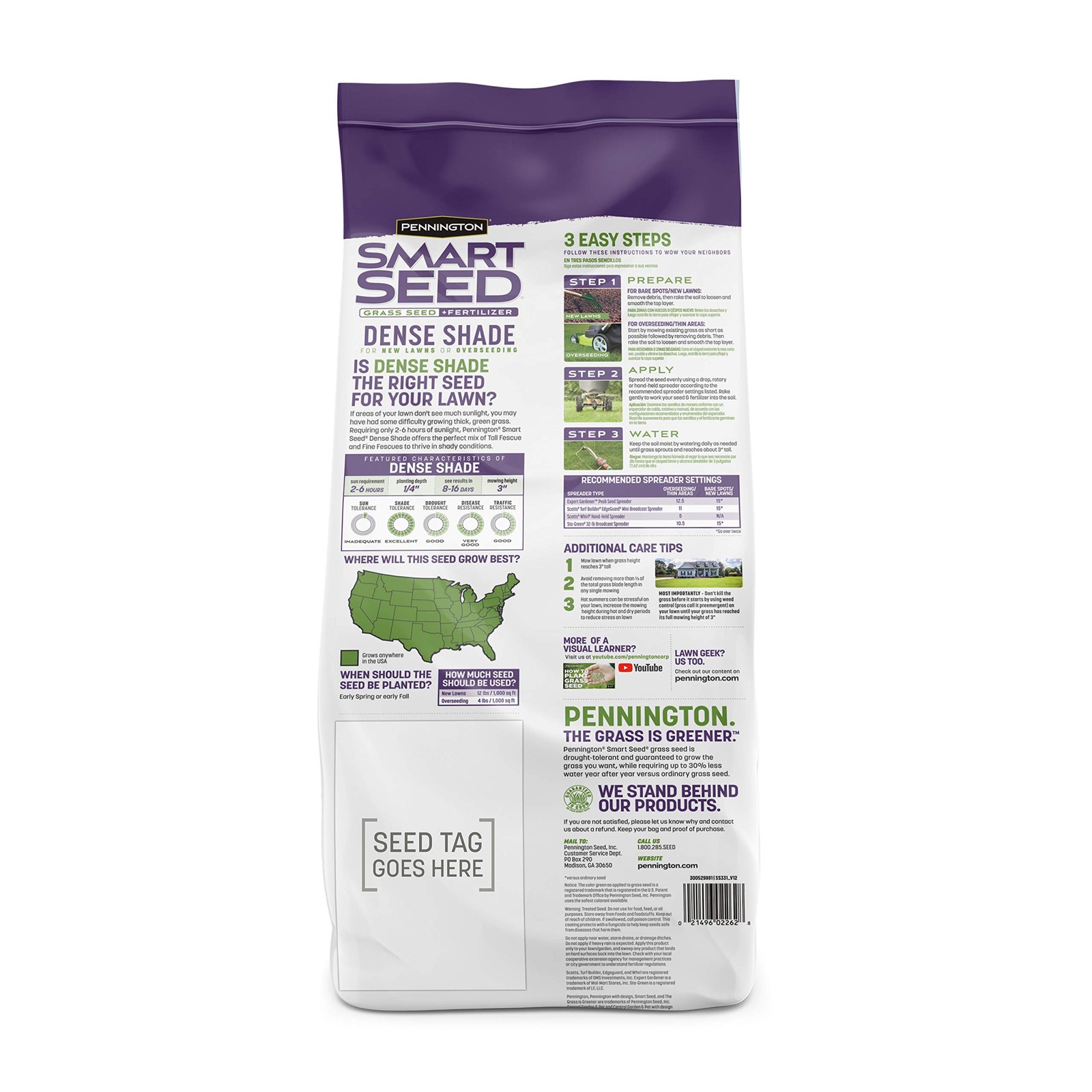 Pennington Smart Seed Dense Shade Mix Grass Seeds For Lawn 4/7 Lb 100543703