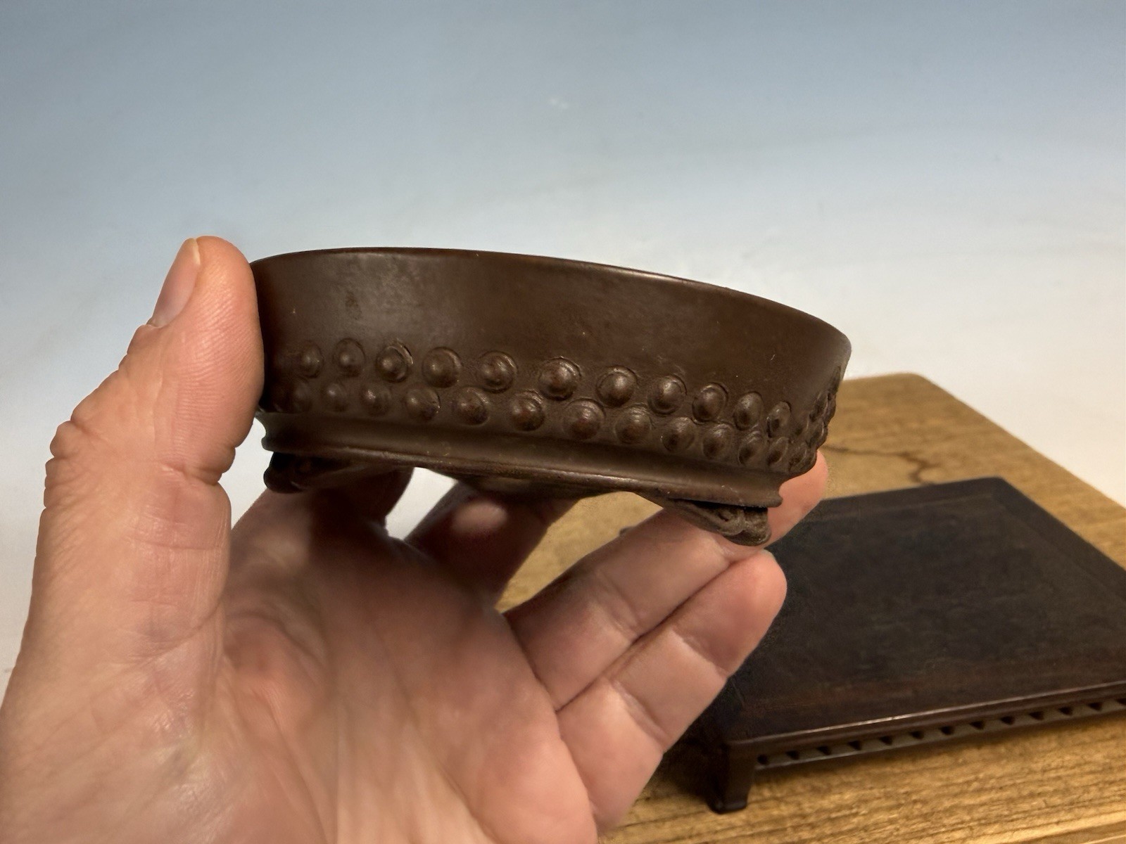 Japanese Unknown Maker Shohin Sized Bonsai Tree Pot 3 3/4 By 1 1/2” Unglazed
