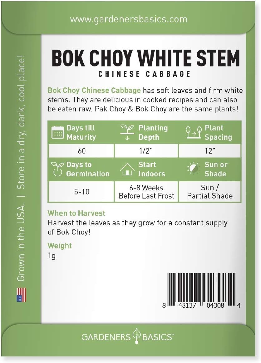 GMO-Free Bok Choy Seeds for Planting – Ideal for Spring and Summer Harvests