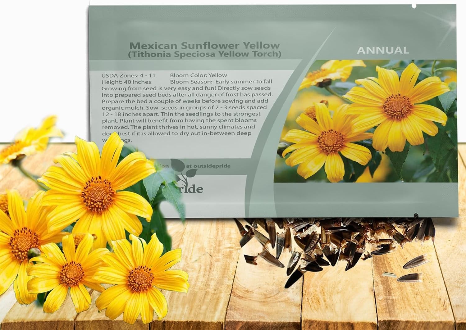 Yellow Mexican Sunflower Seeds 500 Pcs – Drought Tolerant Annual for Gardens,…