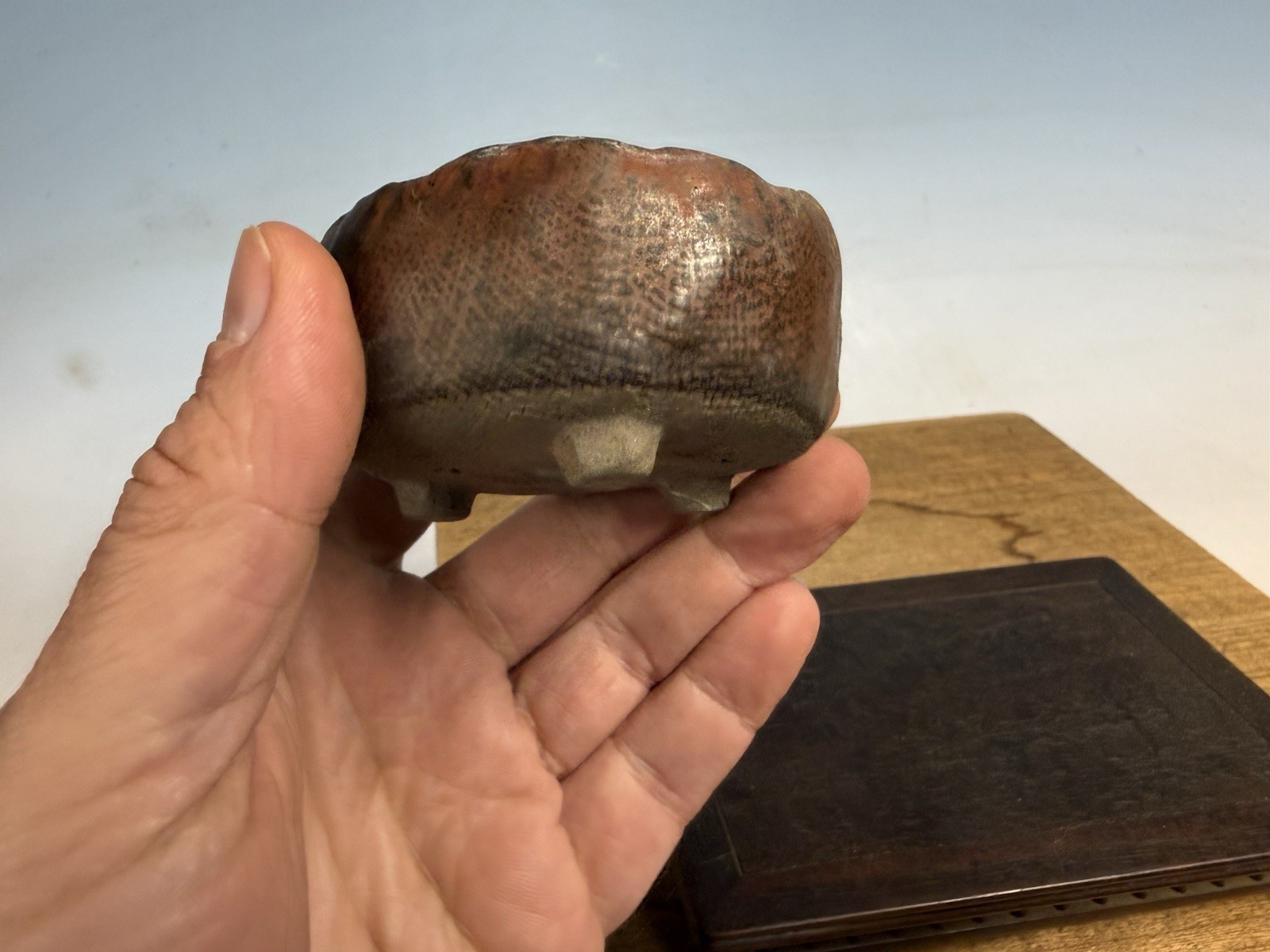Japanese Unknown Maker Shohin Sized Bonsai Tree Pot 3 By 1 1/2” Unique Color