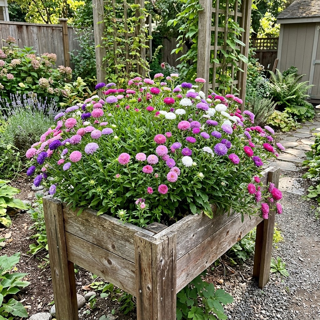 Beautiful 50 Aster Flower Seeds, Pompon – Beautiful Perennial Flowers, Heirloom