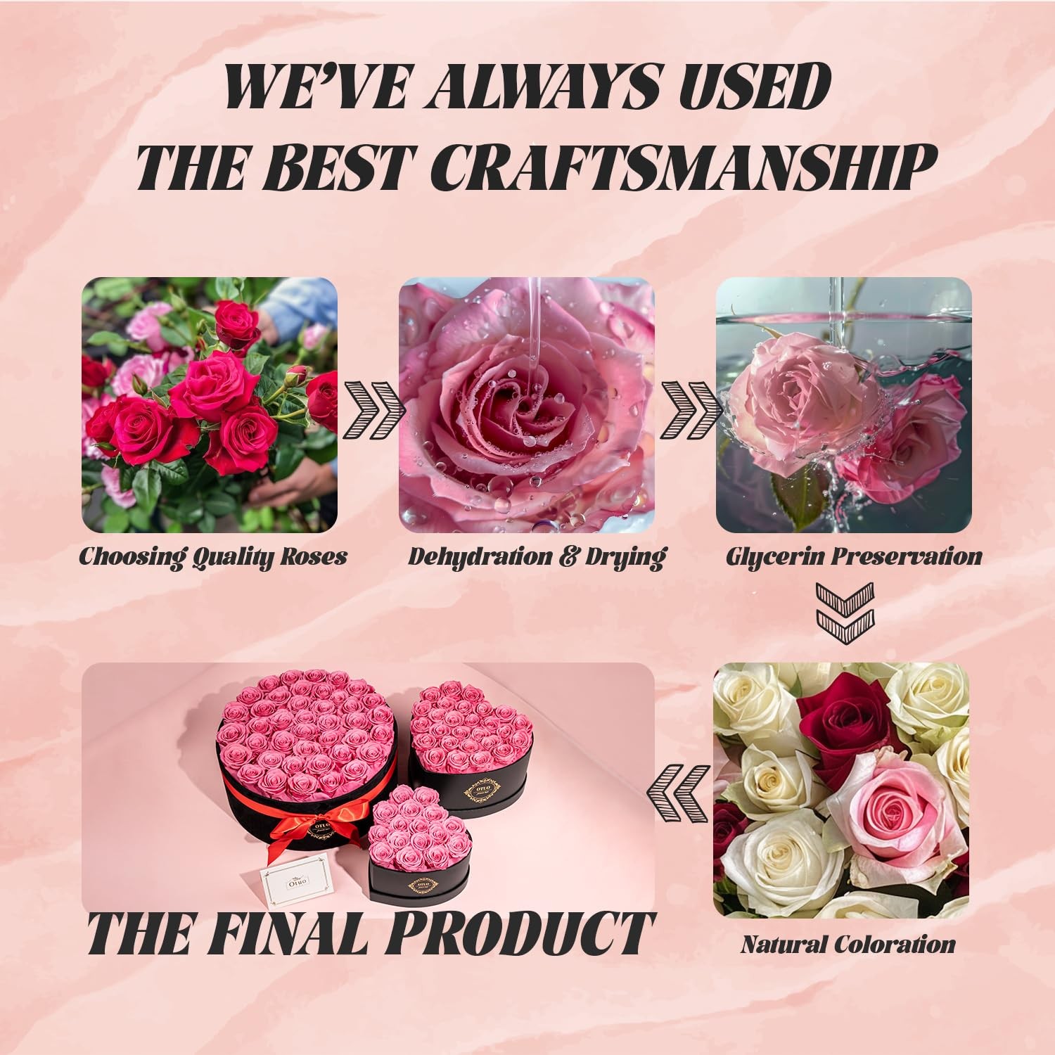 Otuo 16 Preserved Roses in Heart-Shaped Box, Flowers for 16 Roses, Red
