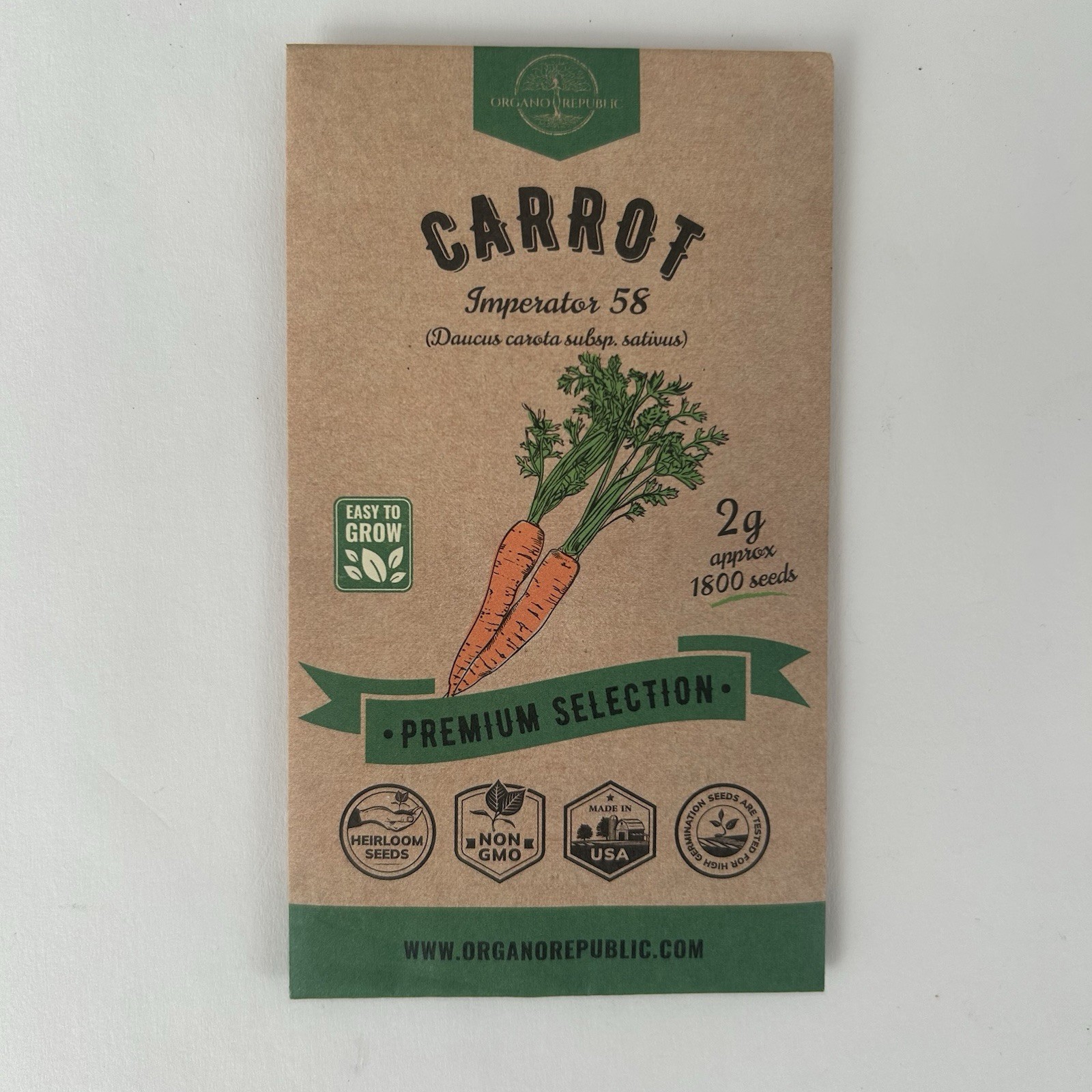 Premium Imperator 58 Carrot – Fresh Organic, Heirloom Seeds – Sweet and Tender!