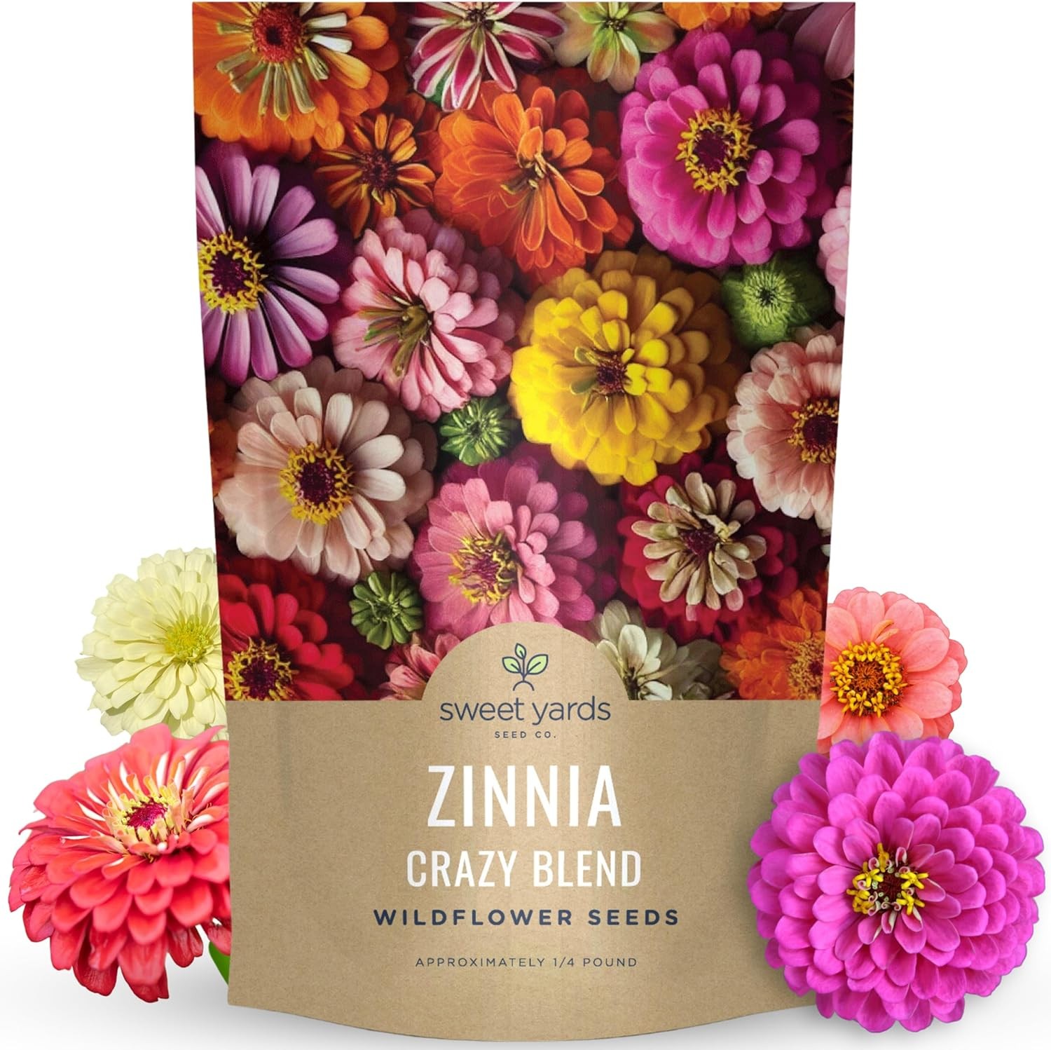 Zinnia Crazy Blend – Bulk 1/4 Pound Pouch – Bag (15,000 Seeds)