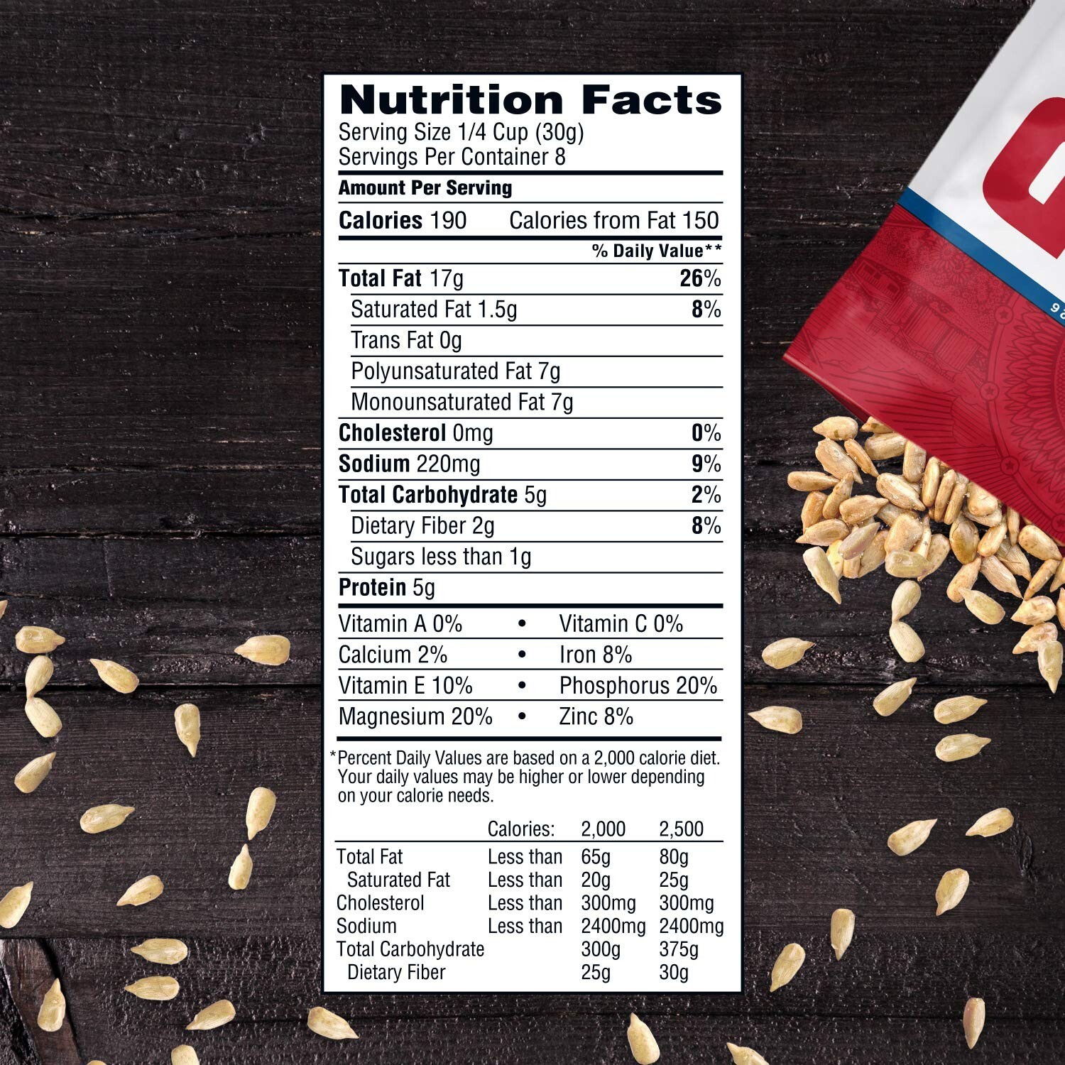 Roasted and Salted Sunflower Kernels – Crunchy, Salty, Low Carb – 8.5 oz, Pack