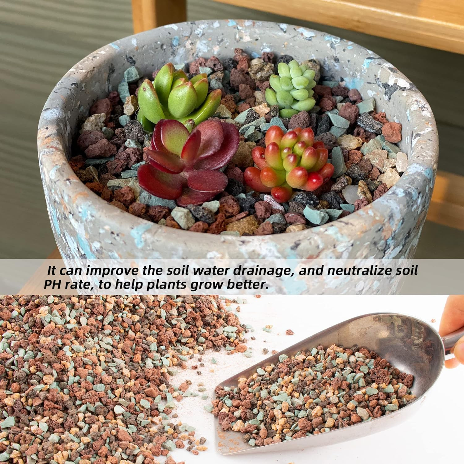 7Lb Mix Lava Rocks for Plants in Door -Gravel Pebbles for Bonsai Succulent Cactu