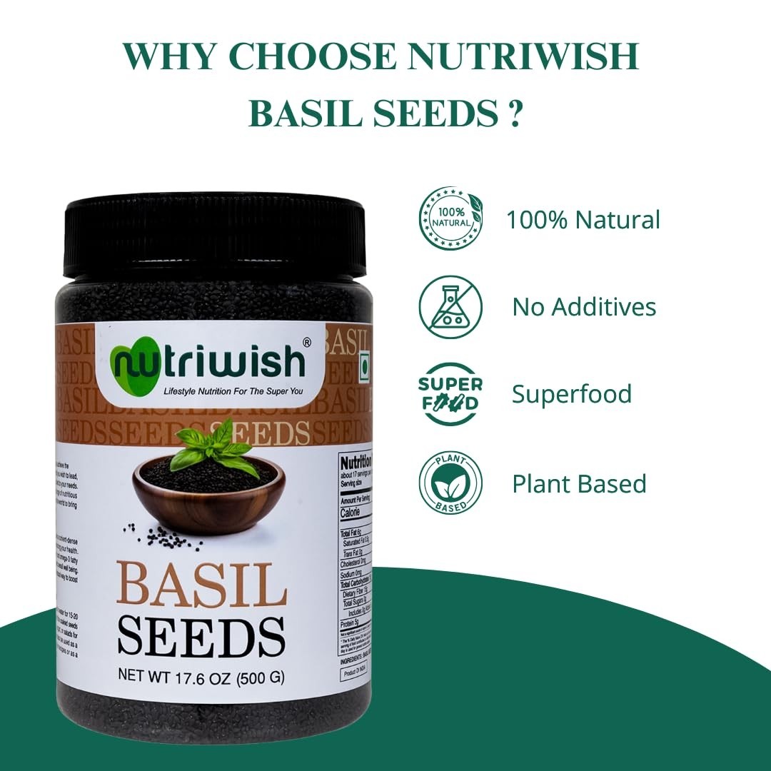 Basil Seeds 17.6 oz 500 g | 100% Natural, Raw & Gluten-Free | Perfect for Smo…