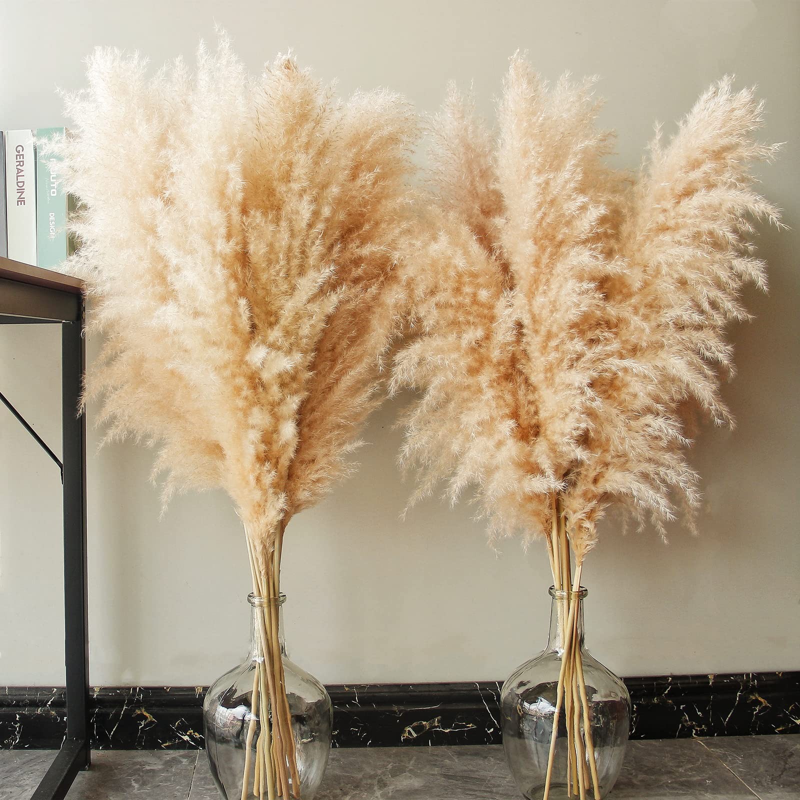 46″ inch 10 Stems Natural Pampas Grass Decor Tall, Pompas Grass, Tall Beige