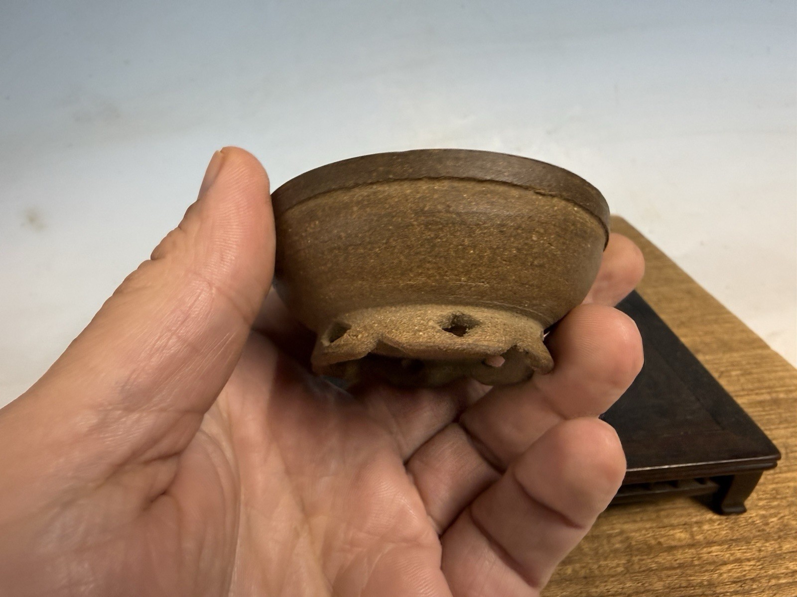 Japanese Unknown Maker Shohin Bonsai Tree Pot 2 3/4 By 1 1/4”unglazed Handmade